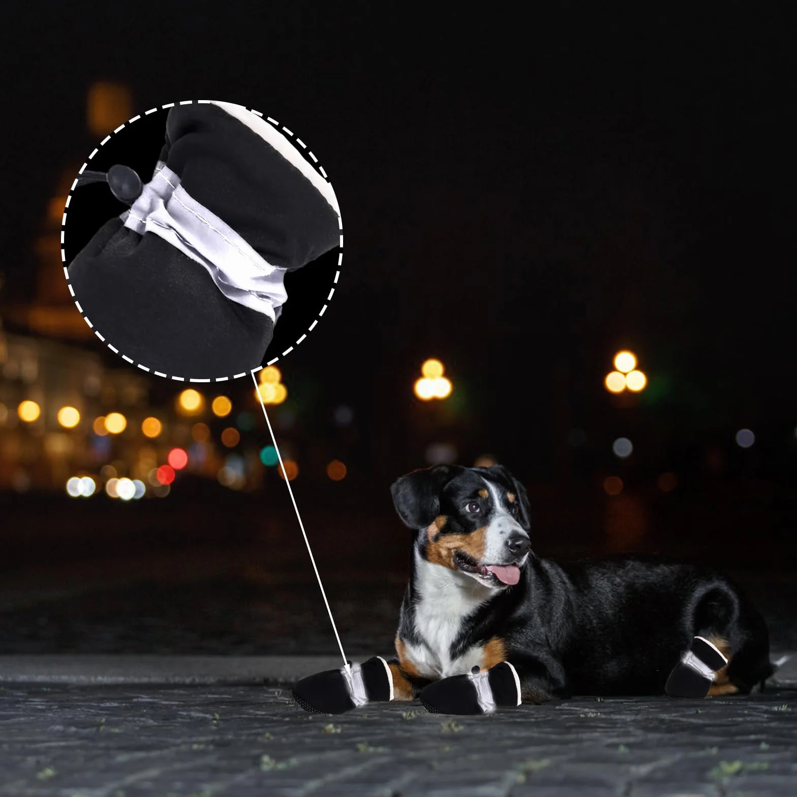 Paw Protector wodoodporne buty dla małych średnich psów 4 sztuki antypoślizgowe buty dla psów z odblaskowymi paskami dla psów