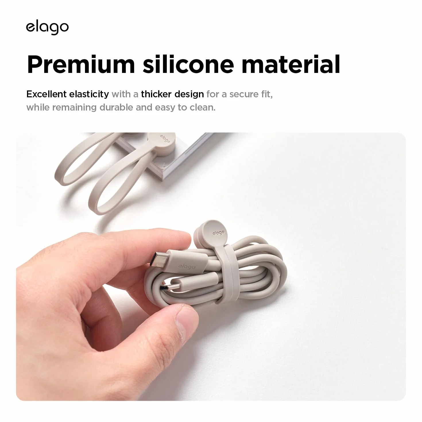 elago Magnetyczne opaski kablowe silikonowe 3 sztuki Kamienny Szary