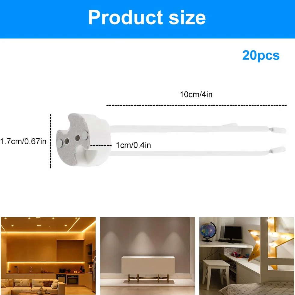 SEMINISMAR 20 sztuk oprawek MR16 GU5.3 LED, oprawka GU5.3, gwint GU5.3 z kablem 12 V, ceramiczna podstawa, oprawka LED MR16 GU5.3, żarówka halogenowa, wtyczka ceramiczna, adapter druciany