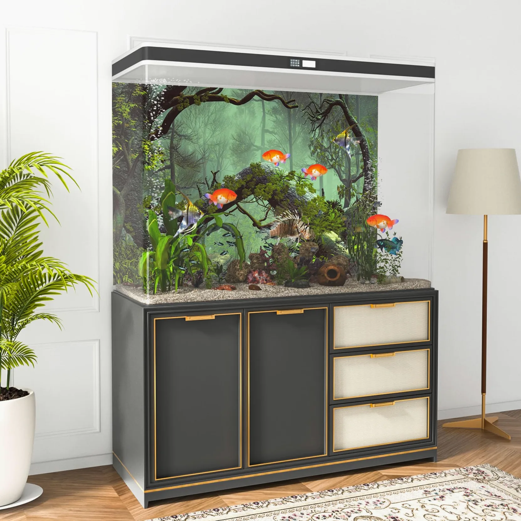 Terrarium tło winylowe 120 x 46 cm mglisty las tropikalne gad siedlisko akwarium