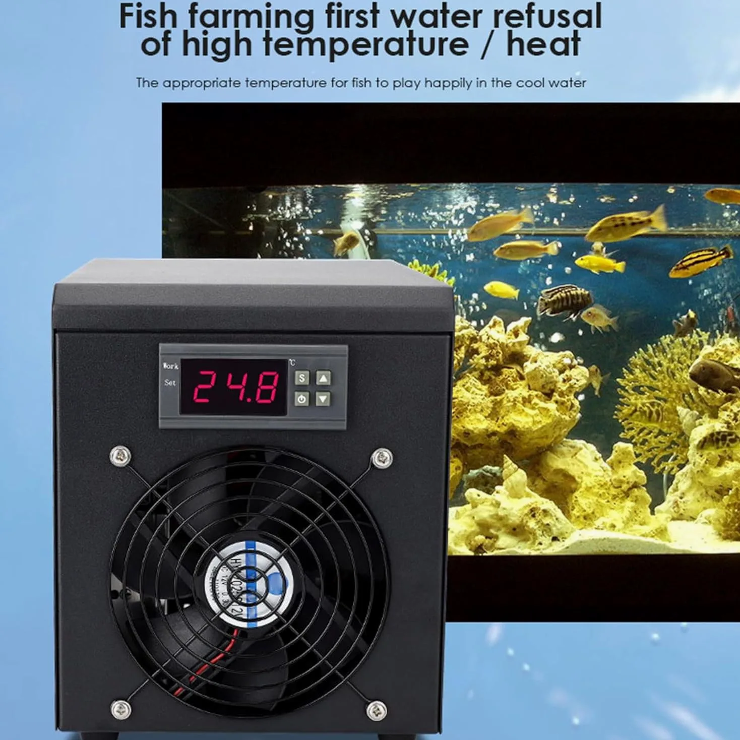 Chłodziarka do wody akwariowej, chłodziarka do akwarium, termostat do akwarium, chłodziarka i grzałka do akwarium do hydroponiki słonej/słodkiej wody, maks. 60 l,Cooling&heating