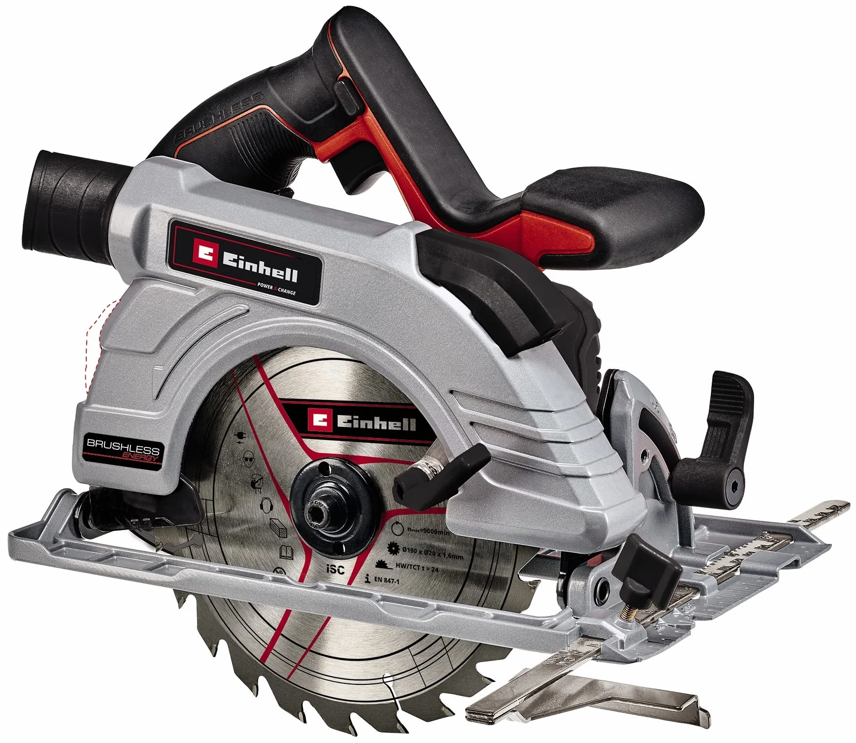 Einhell Profesjonalna akumulatorowa piła tarczowa TP-CS 18/190 Li BL-Solo Power X-Change (18 V, brzeszczot Ø190 mm, bezszczotkowy, głębokość cięcia 65 mm, regulacja bez użycia narzędzi, bez akumulatora)