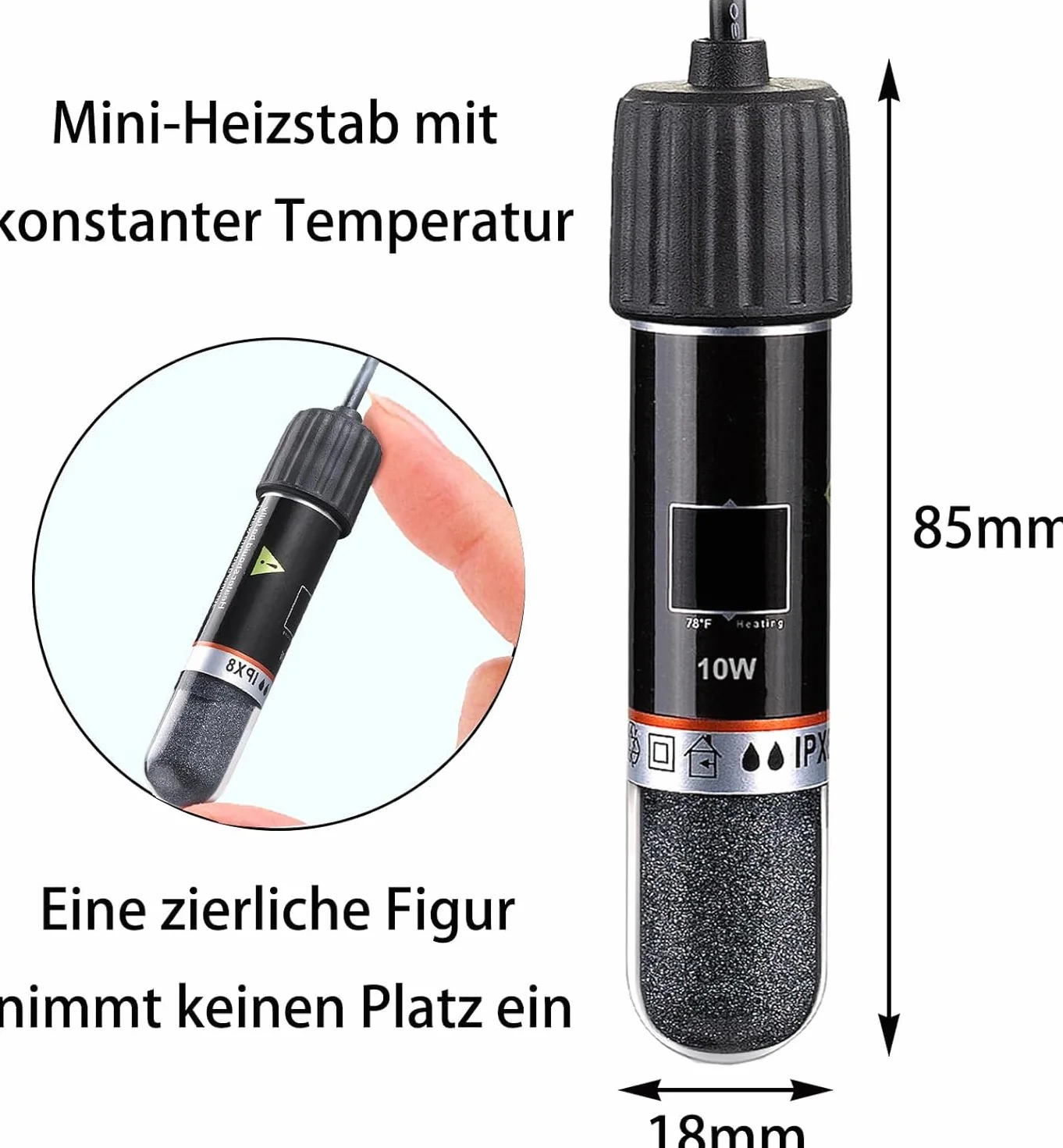 GERUI 2SZT. USB Grzejnik do Akwarium 10 W Mini Grzejka do Akwarium z Termostatem, Termostat Grzejnik do Akwarium dla Żółwi dla Małych Akwariów na Słodką i Słoną Wodę