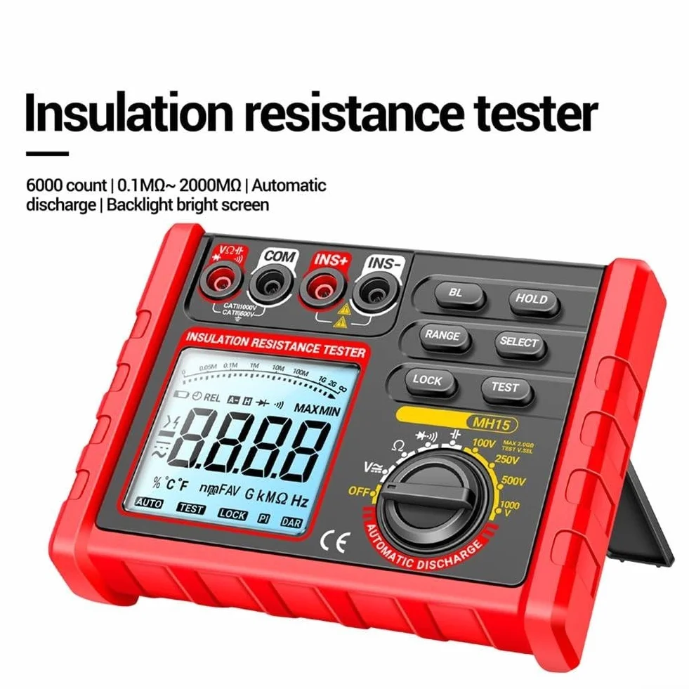 MH15 Cyfrowy Megohmmeter Tester Rezystancji Izolacji, 100 V 250 V 500 V 1000 V Wyświetlacz LCD, Do Testowania Przełączników Kabli Motorowych