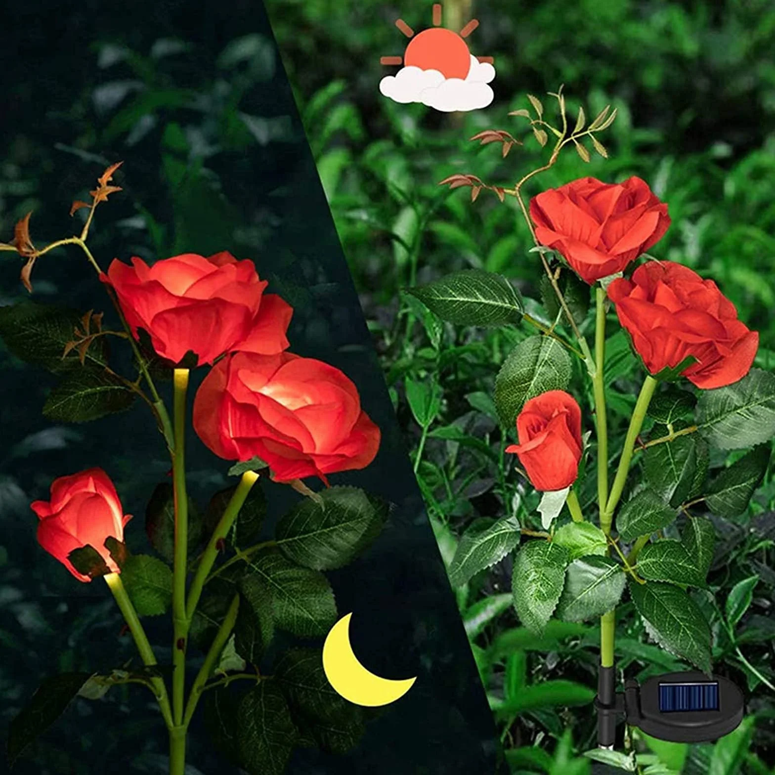 XVZ Lampy solarne do dekoracji ogrodu, opakowanie 2 sztuki, zewnętrzne lampy LED do ogrodu z większym kwiatem i szerszym wodoodpornym panelem słonecznym, lampa dekoracyjna do ogrodu, ogrodzeń, ścieżek