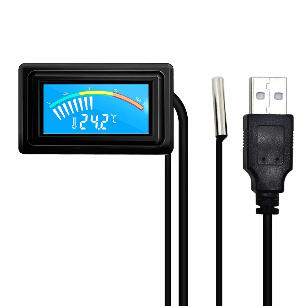 KETOTEK termometr cyfrowy USB akwarium DC 4V-25V miernik temperatury LCD wodoodporny czujnik NTC -50℃~110℃