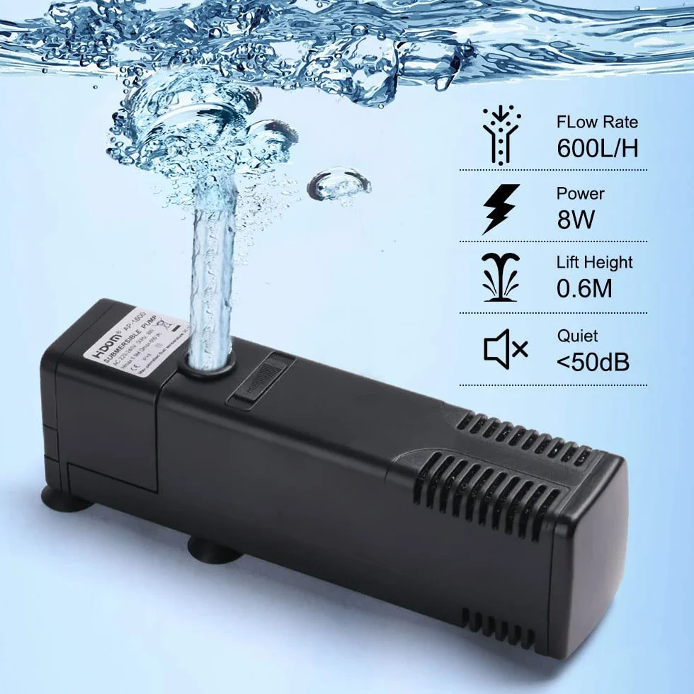 flintronic Filtr do akwarium wewnętrzny z pompą 8 W 600 l/h, regulowany, do 80 l
