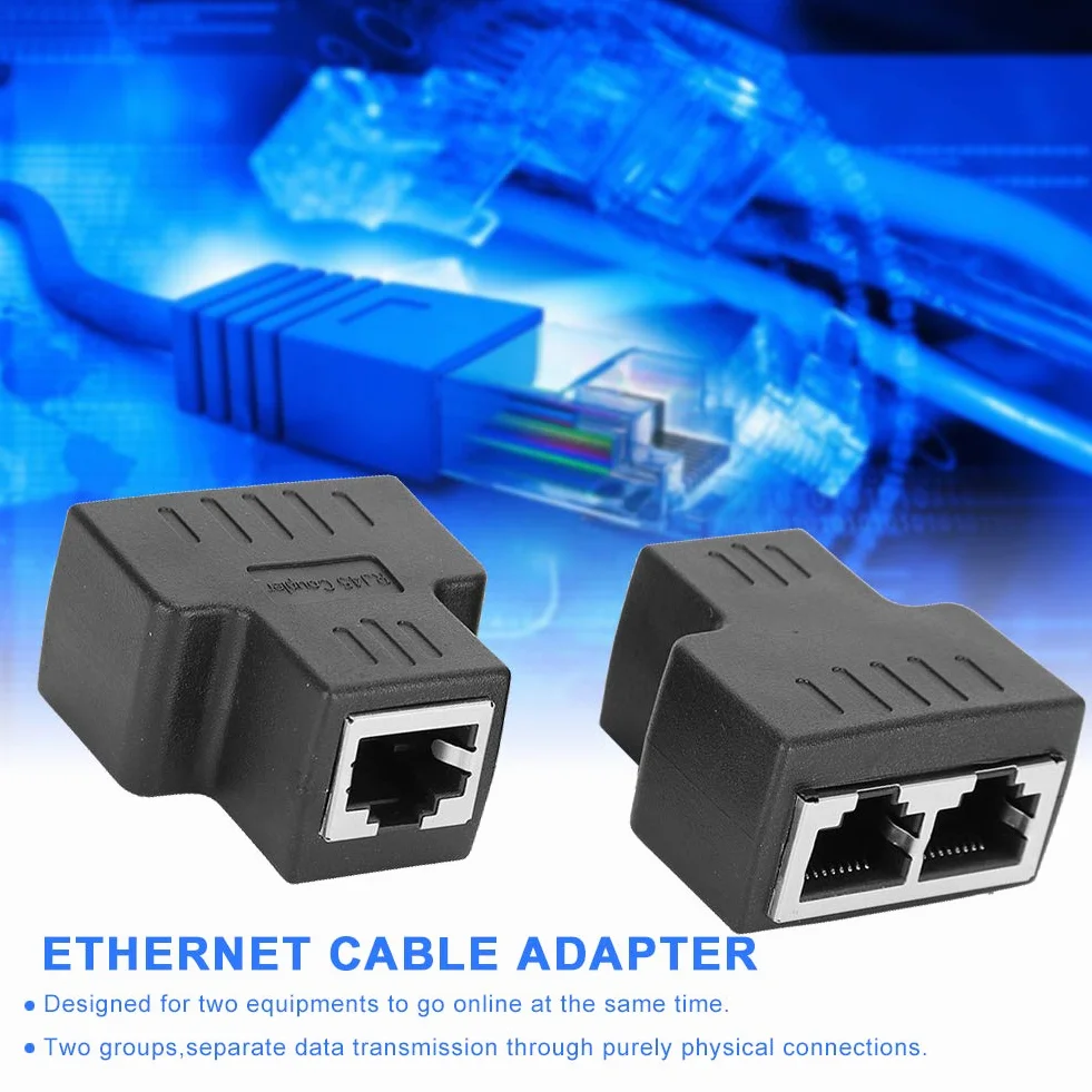 Przełączniki, 2 szt. adapter kabla Ethernet 1 cal 2-out RJ45 żeński interfejs LAN złącze przedłużacz kabla rozdzielacz do przewodu internetowego