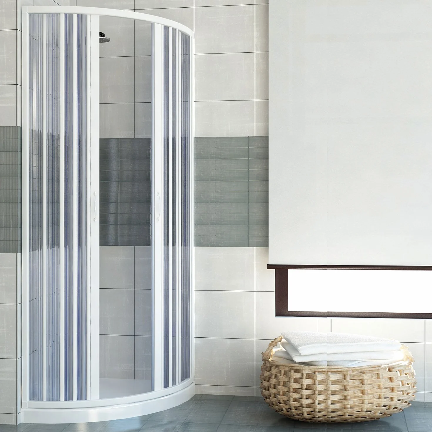 ROLLPLAST PINTO PVC kabina prysznicowa ćwierć koła 80 x 80 z centralnym otworem Mod. Scorpione