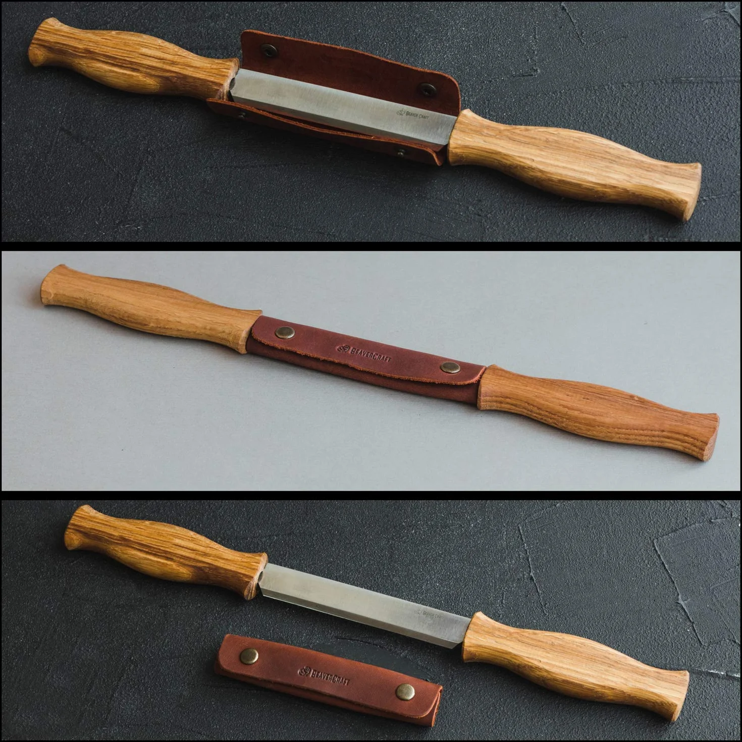 BeaverCraft Nóż do strzyżenia DK1s - 11 cm prosty narzędzia do rzeźbienia w drewnie, narzędzie ręczne do obróbki drewna, nóż do strzyżenia w drewnie ze skórzaną pochwą
