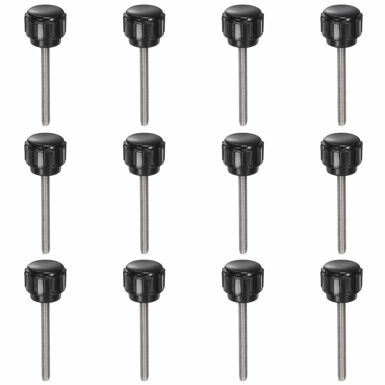 QUARKZMAN 12 sztuk śrub radełkowanych z gwintem M3 x 30 mm x 14 mm śruba z łbem okrągłym ze stali nierdzewnej 304 bolce z okrągłym uchwytem zatrzaskowym 14 mm guziki ręczne śruby kciukowe śruba