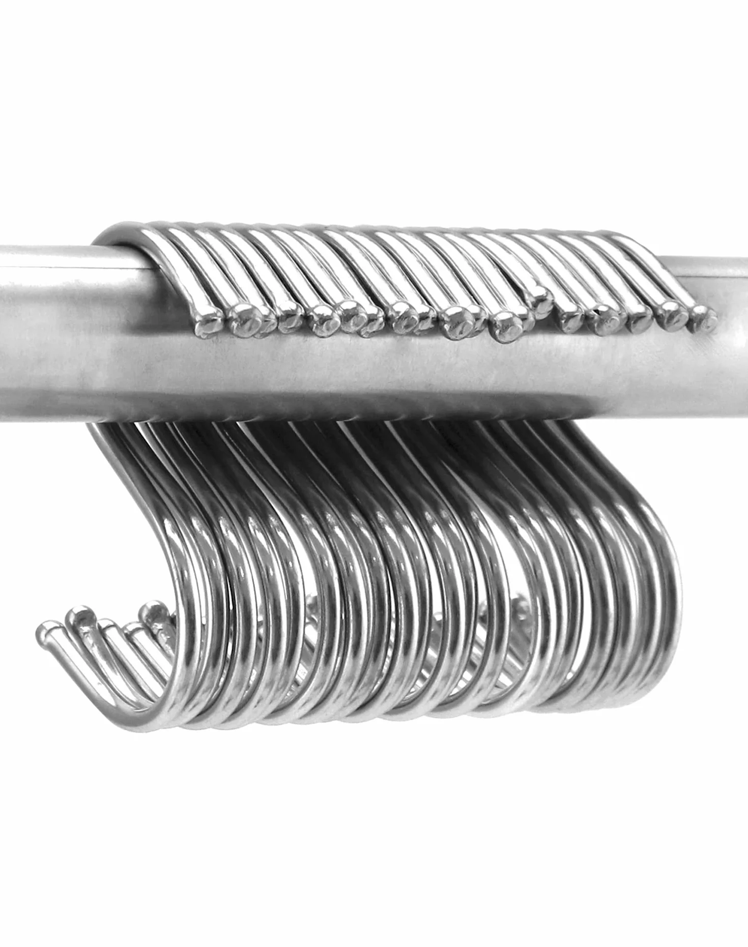 QWORK 30 sztuk haczyki S stal nierdzewna, 6,5 cm, metalowe haczyki do wieszania garnków i patelni, roślin, narzędzi, ubrań, ręczników