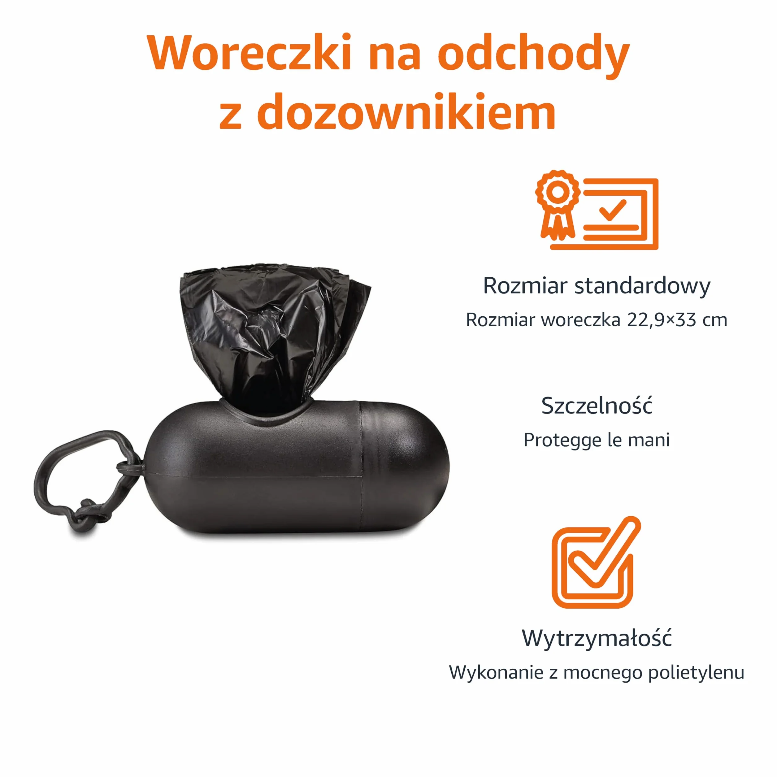 Amazon Basics Worki na psie odchody z podajnikiem i klipsem do smyczy, bezzapachowe, 900 worków