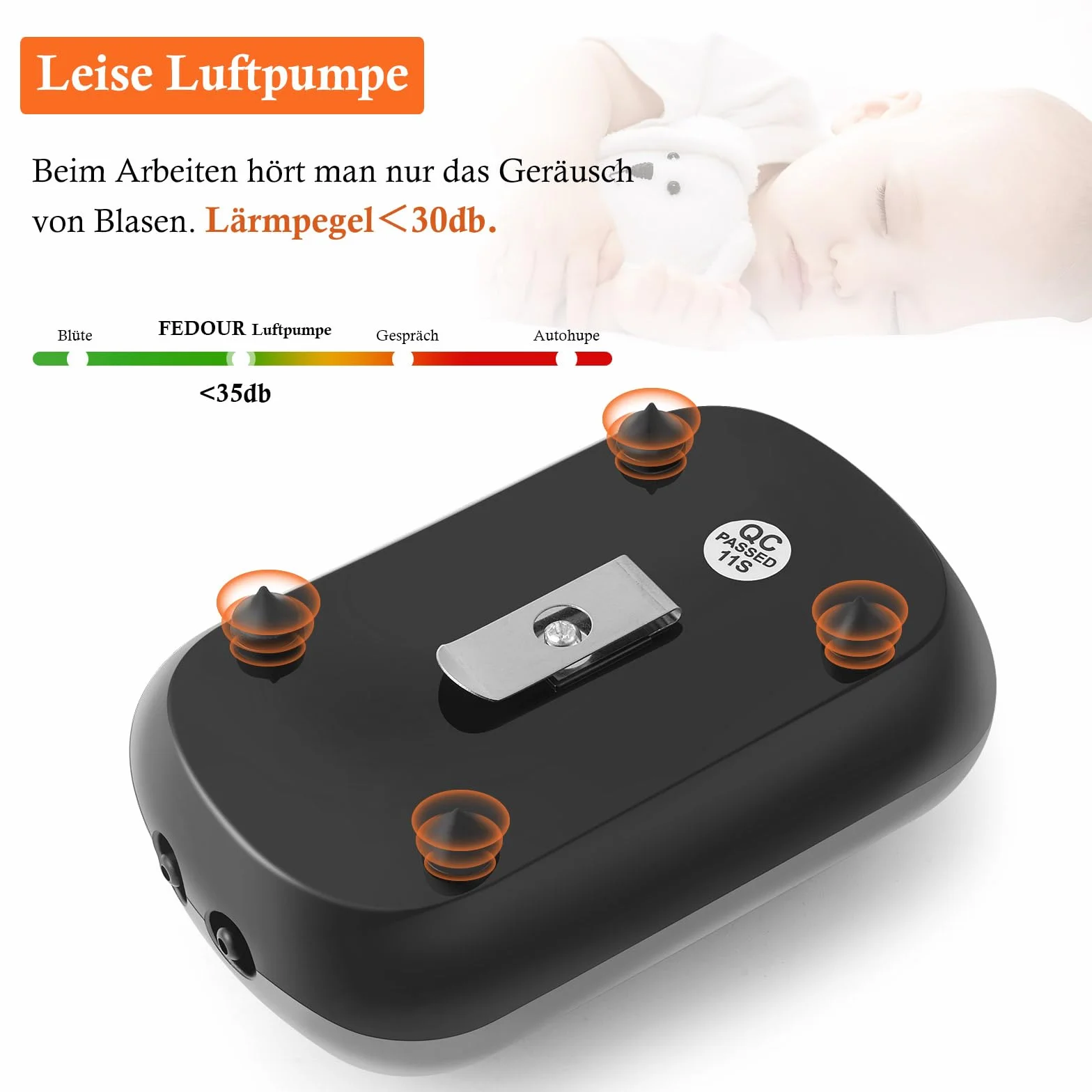 FEDOUR Przenośna pompka powietrza do akwarium USB, inteligentna pompa tlenowa na baterie, do basenów rybnych o pojemności do 350 l, do wędkowania na świeżym powietrzu, transportu wodnego, rynku
