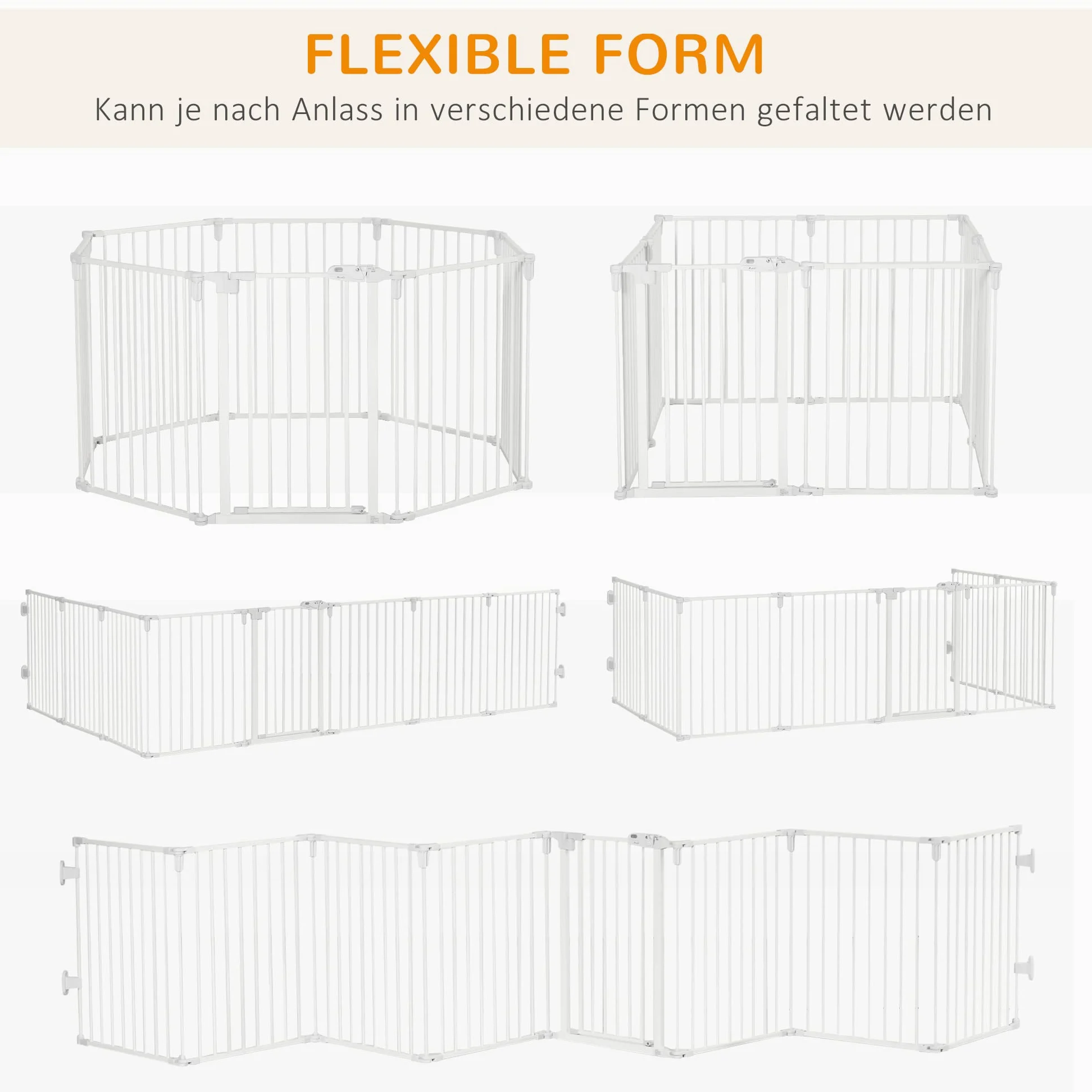 PawHut Puppy Run Outdoor Behuizing voor Honden Beschermrooster 8 Panelen 60 x 76 cm Wit