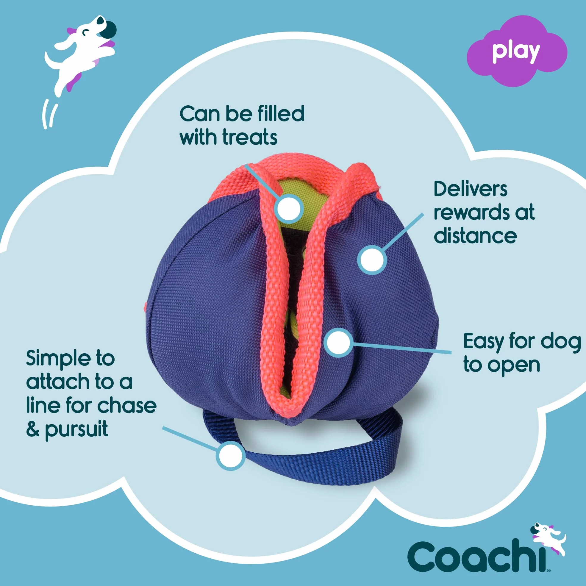 Coachi Chase & Treat, Great for Play & Chase, Agility & Distance Training, Encourages Interaction, Good for Motivating, Distance Reward Training & Encouraging Retrieval. Suitable for Dogs & Puppies