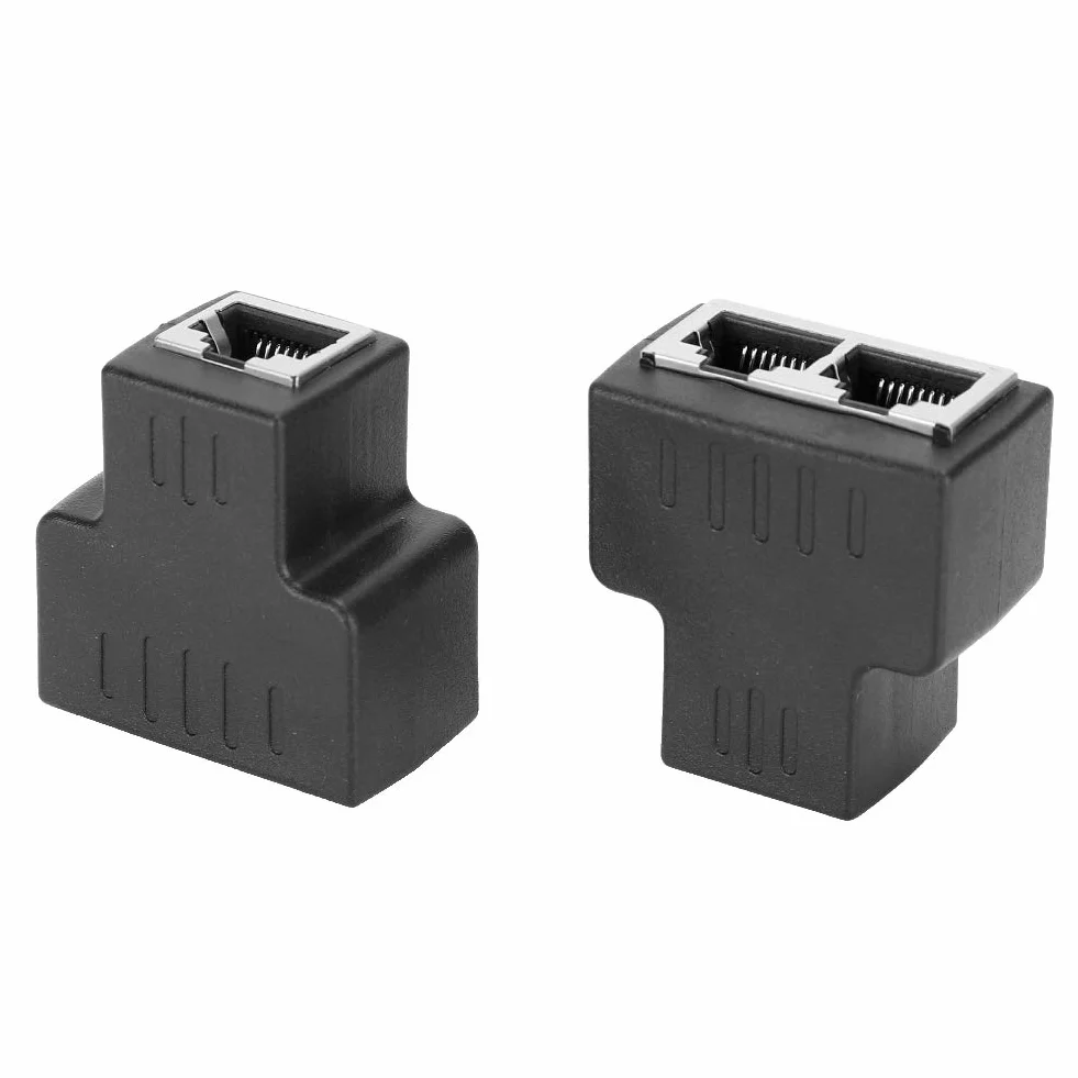 Przełączniki, 2 szt. adapter kabla Ethernet 1 cal 2-out RJ45 żeński interfejs LAN złącze przedłużacz kabla rozdzielacz do przewodu internetowego