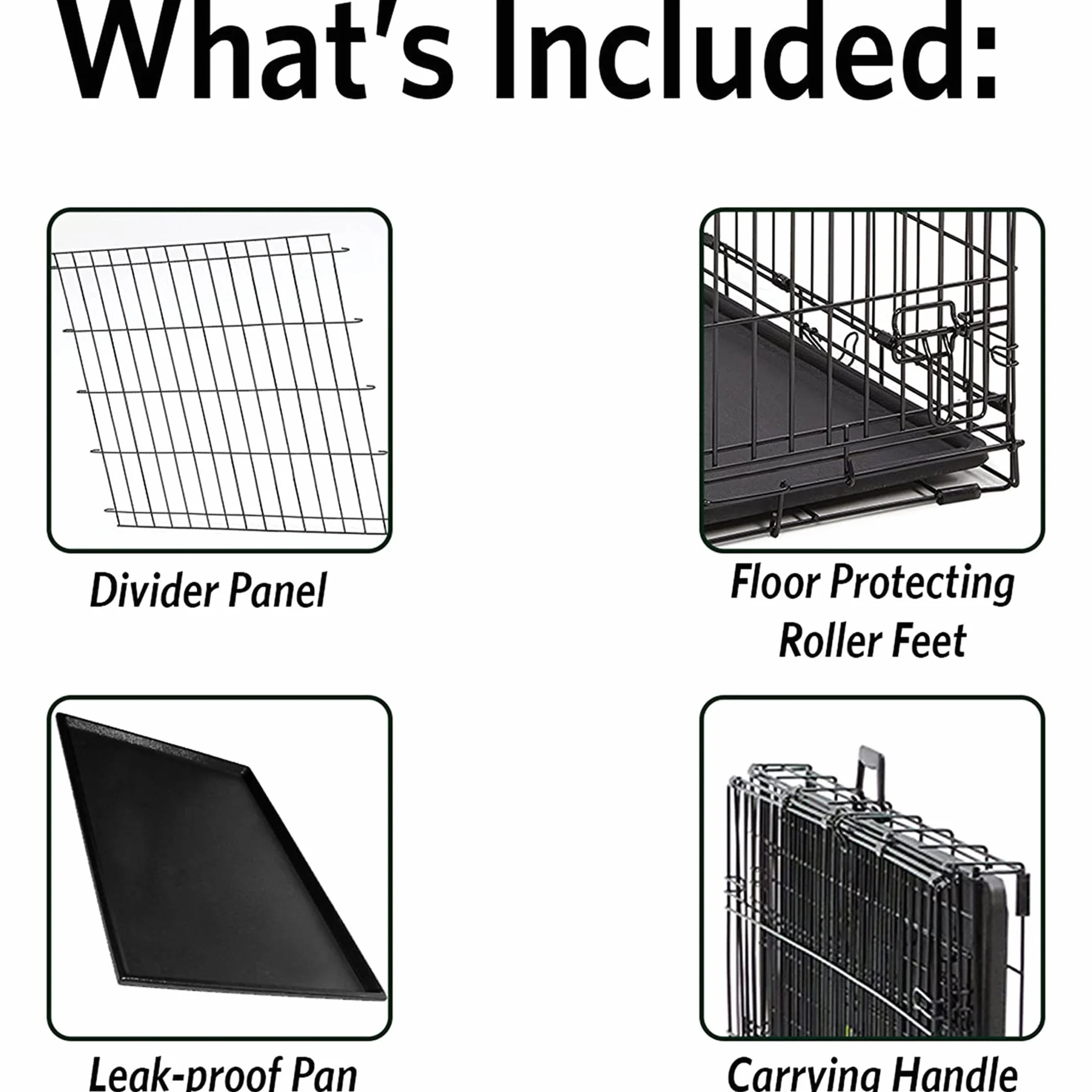 MidWest Homes for Pets Large Ovation Single Door Folding Dog Crate, 42-Inches, Space-Saving Patented Up & Away Door, Leak-Proof Pan, Divider Panel, Black