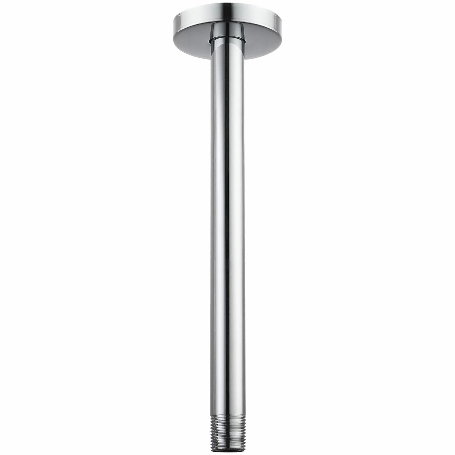 Ramię prysznicowe Voolan z kołnierzem, zamontowany sufit stały wąż prysznicowy, proste ramię wymienne do łazienki, uniwersalne przyłącze 1/2 NPT (30 cm, chromowane)