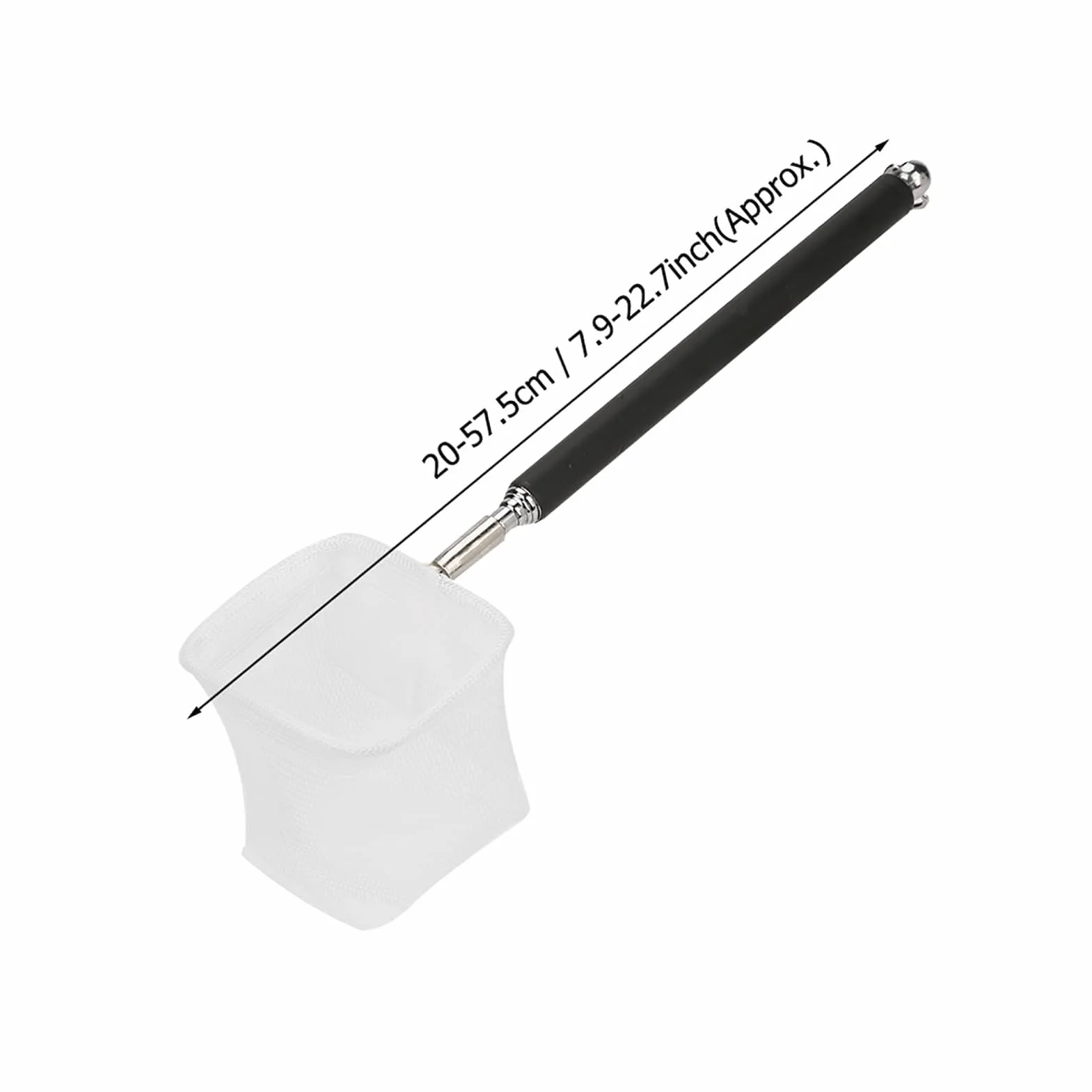 Garosa Siatka do zbierania ryb krewetki regulowana mini ryba akwarium siatka wędkarska do akwarium zbiornik krewetki 20-57,5 cm rozszerzalna (czarna kwadratowa siatka)