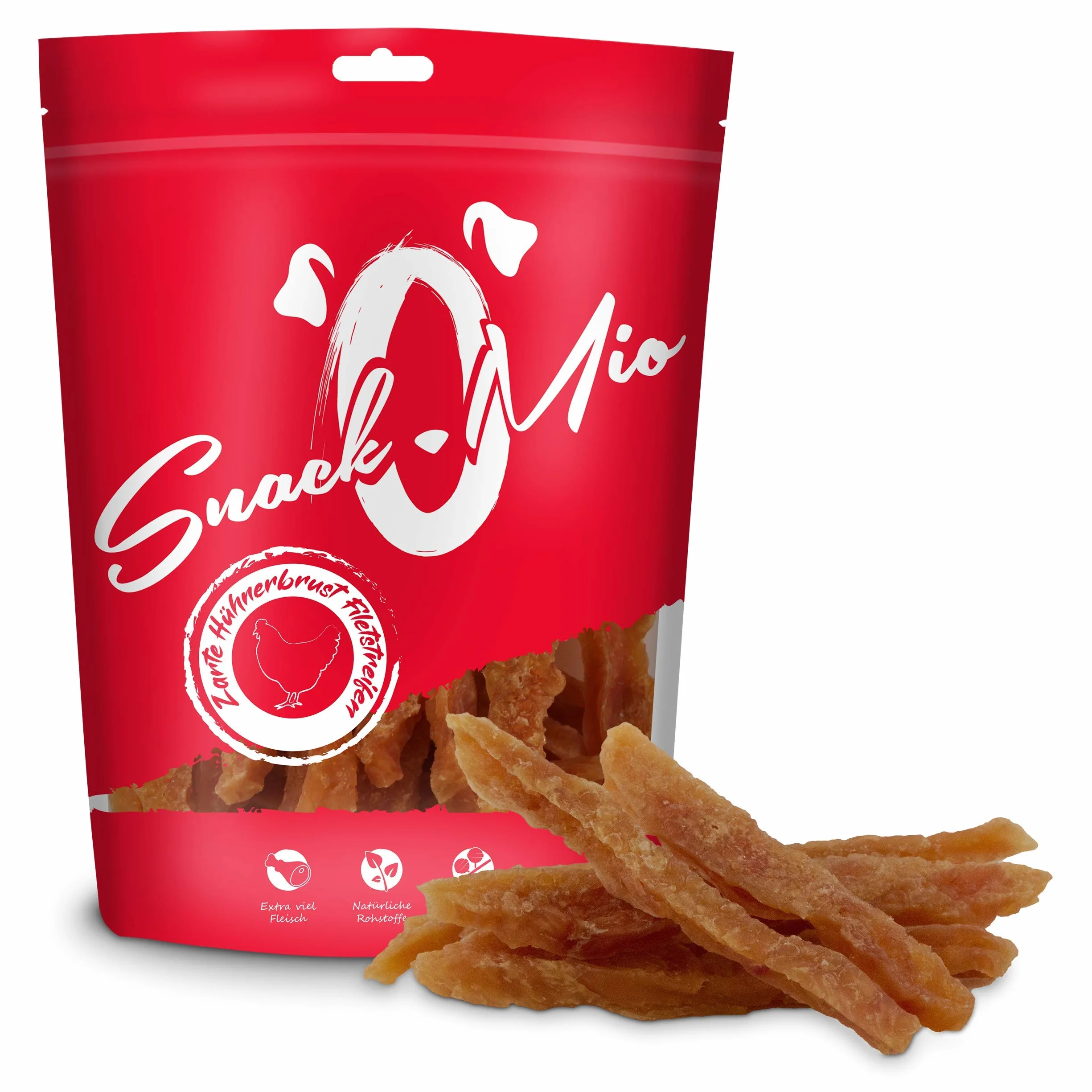 SnackOMio - Przekąska dla psa Premium - delikatne paski filetu z piersi kurczaka, bez zbóż, opakowanie 1 szt. (1 x 70g)