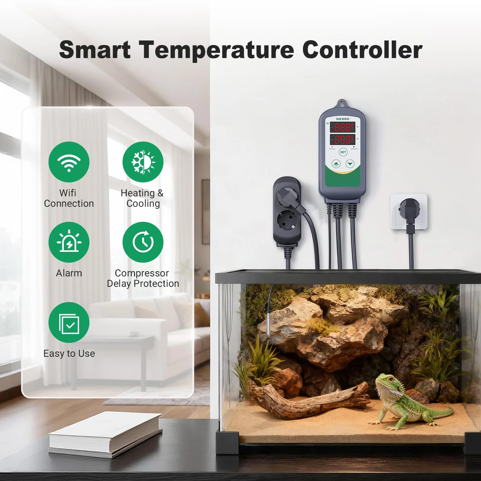 Inkbird ITC-308-WIFI Termostat chłodzenia ogrzewania, kontroler temperatury gniazda za pomocą aplikacji