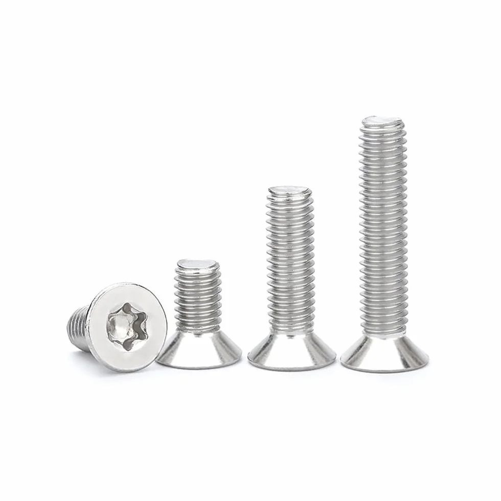 50 Sztuk Śrub Torx - M3 x 6mm Stal Nierdzewna 304 Płaskim Łbem Śruby Wpuszczane Z Pełnym Gwintem Srebrne