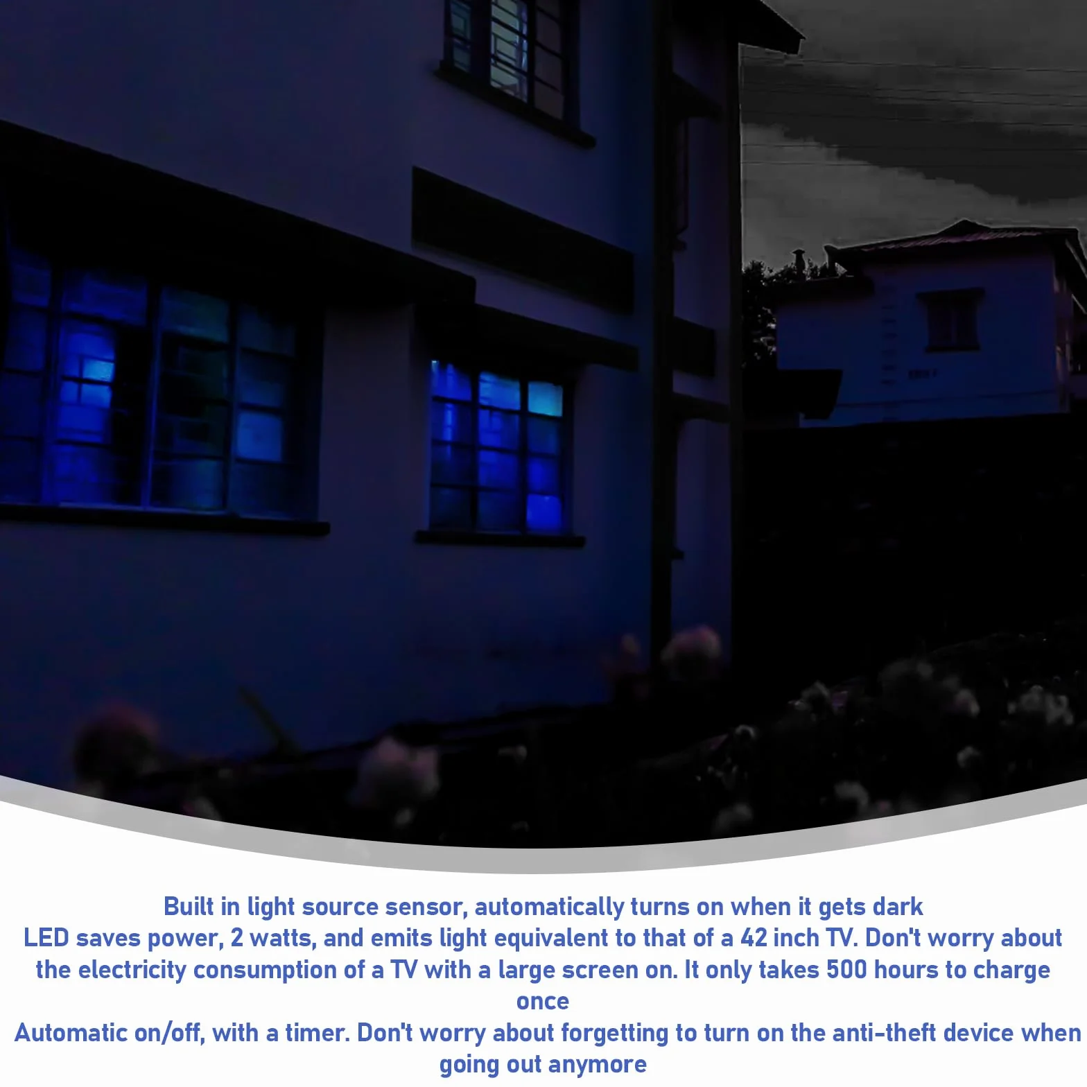 GOMETY Symulator TV LED z 12 diodami LED, 3 programami, timerem, ochrona przed włamaniem