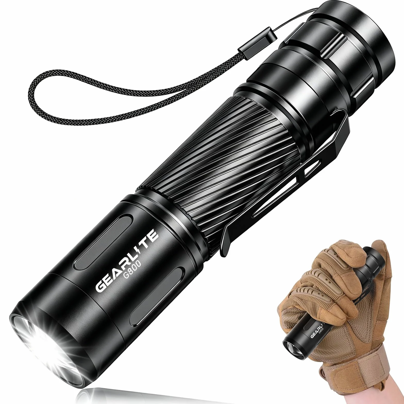 Latarka LED Taktyczna GEARLITE 2200 Lumenów IP65 Ładowana Zoom 3 Tryby