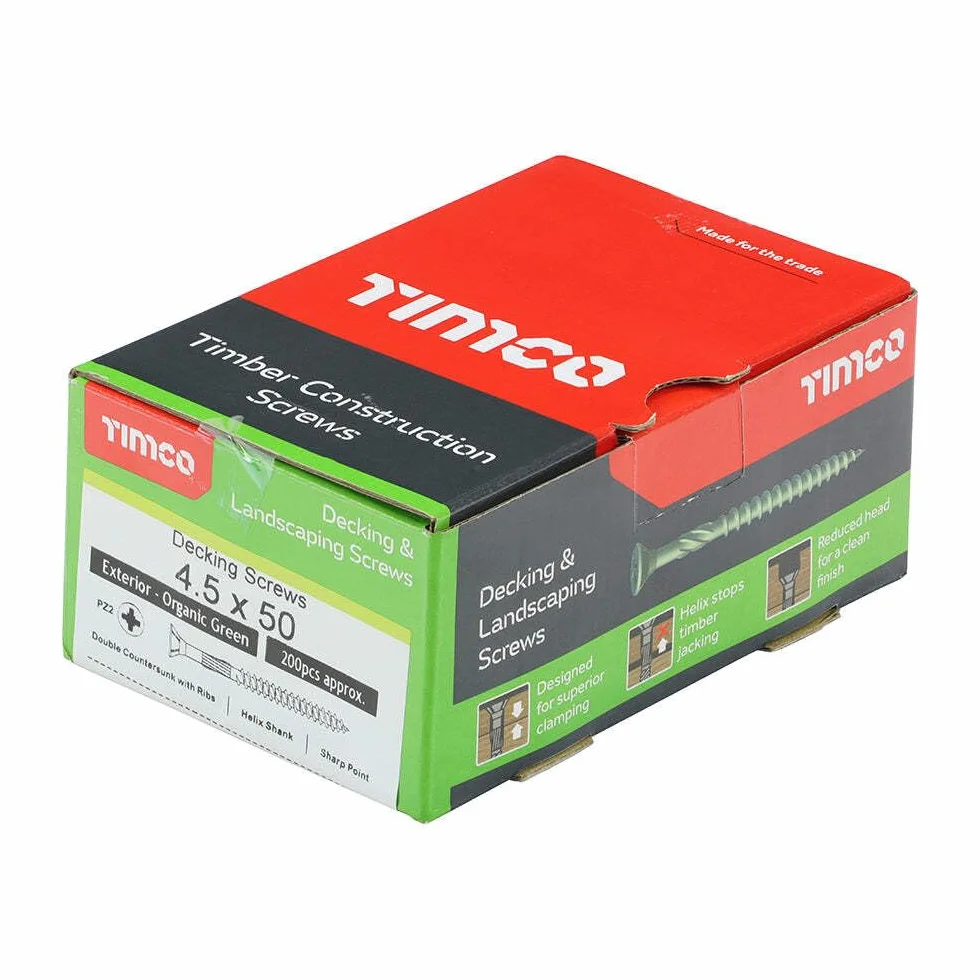 TIMCO Klasyczna śruba tarasowa - 4,5 x 50 - zielona - pudełko 200 sztuk