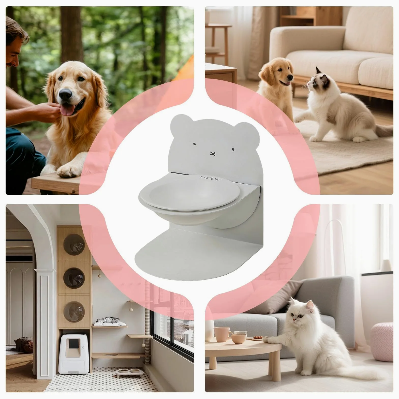 Tilted Puppy Bowl - Easy Clean Cat Dish Bowls | 7.48x6.3x6.3inch Pet Ceramic Bowl for Pets Feeding Mealtime, Ceramic Cats Food Bowls, Dog Food Feeder, Pet Feeder Dish for Proper Mealtime Habits