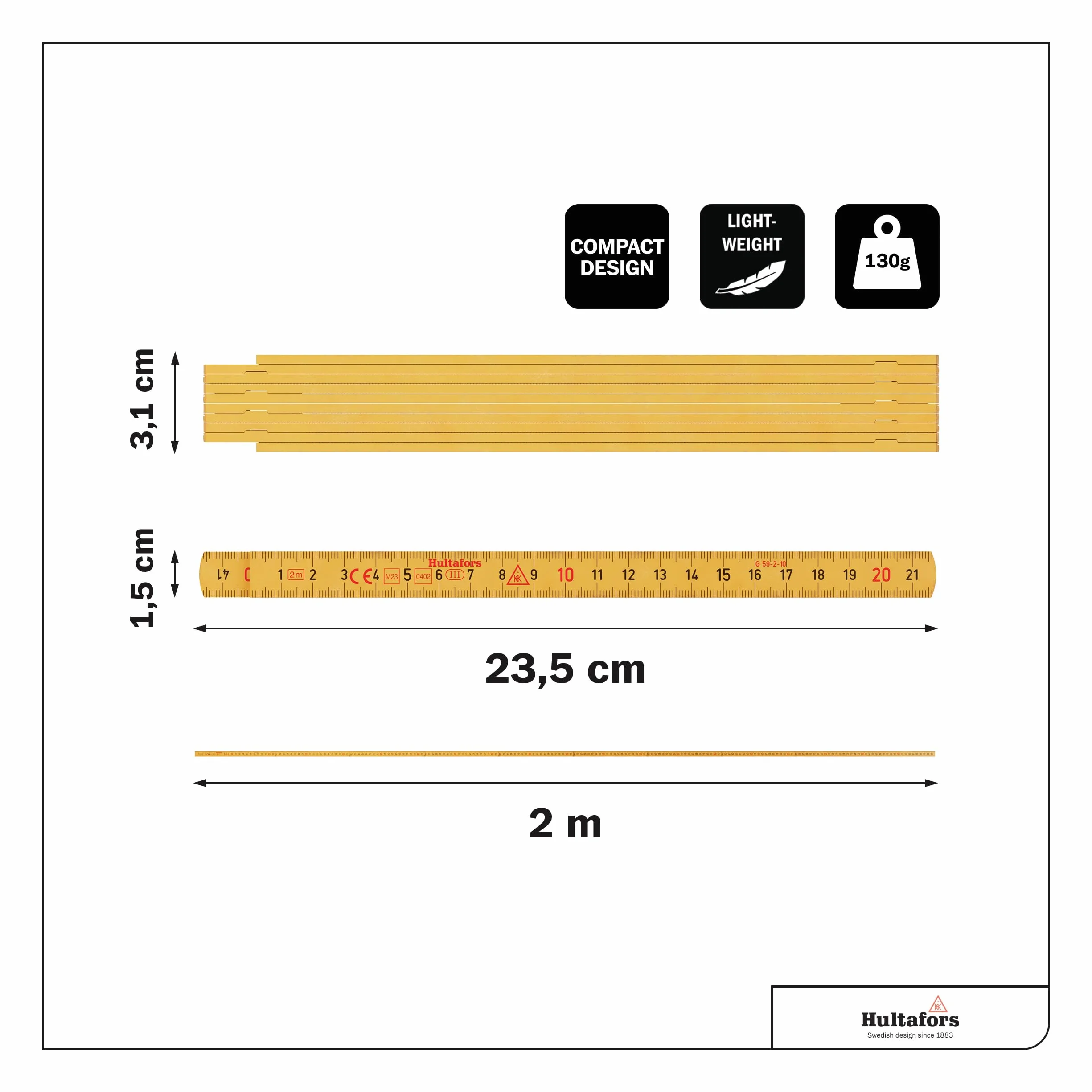 Hultafors 480378 Metrówka, Żółty, 2 m