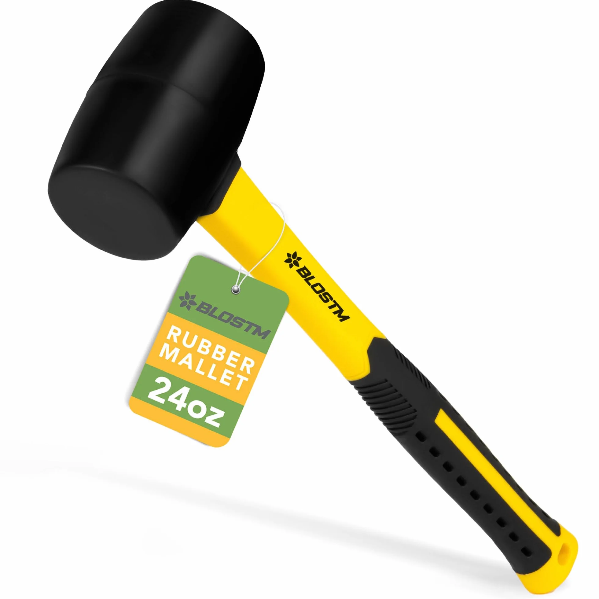 BLOSTM Wytrzymały gumowy młotek – 680.4 g młotek z litej gumy do płyt, murowania, śledzi namiotowych, płytek chodnikowych - 32 cm (bez śladów) z antypoślizgowym uchwytem (680.4 g)
