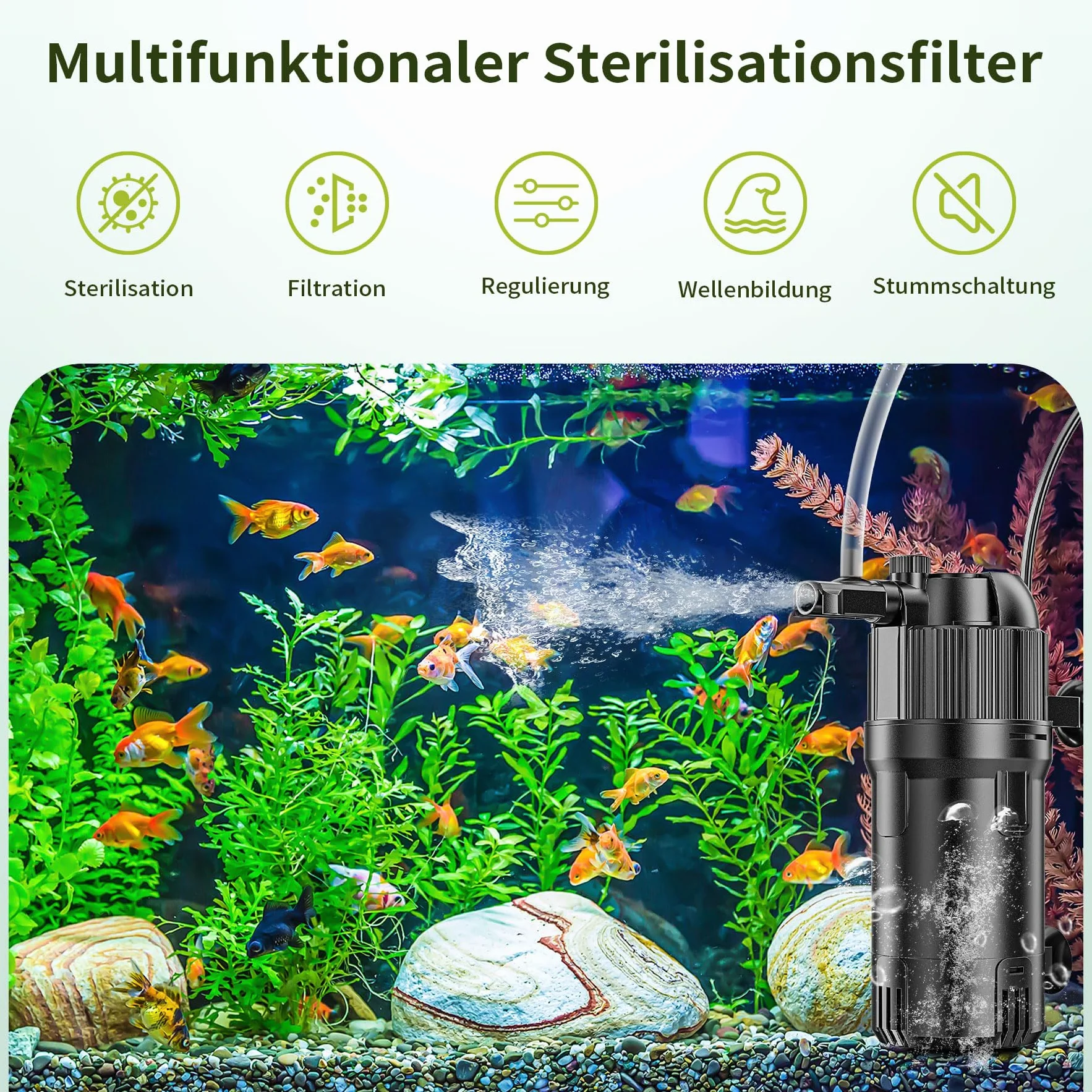 Forever Speed 5-w-1 filtr wewnętrzny do akwarium z UV 3 W, pompa 400 l/h do akwariów 40-120L