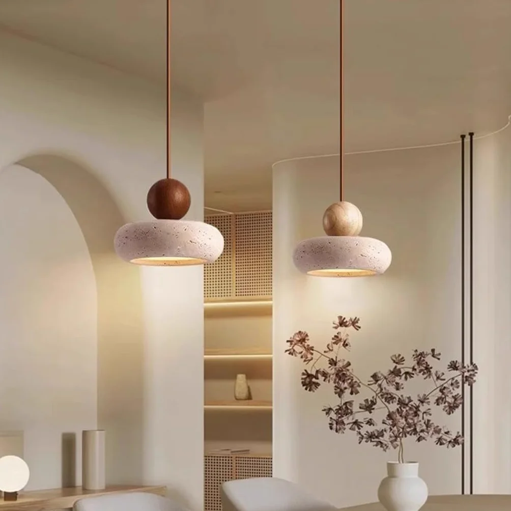 Lampa Wisząca LED Trawertyn Żółty Wabi Sabi 3 Ramienna Vintage do Jadalni