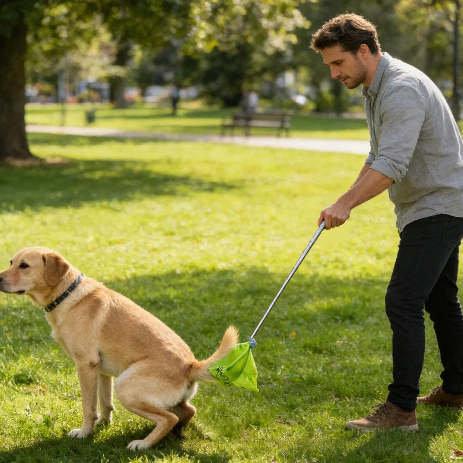 Pooper Scooper For Large Dogs - Ergonomic Waste Removal Tool Heavy Duty Cleanup No Bending Dog Poop Catcher Garden Use Lawn Cleaner