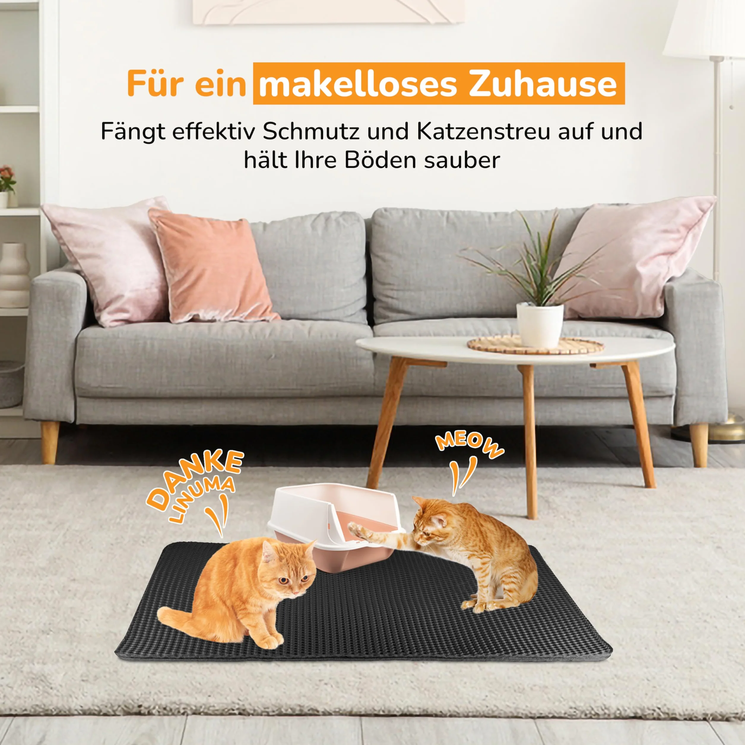 Mata czarna 60x40 cm pod kuwetę dla kota – zatrzymuje żwirek – wodoodporna i antypoślizgowa – miękka i łatwa w czyszczeniu – idealna przed kuwetę – duży rozmiar