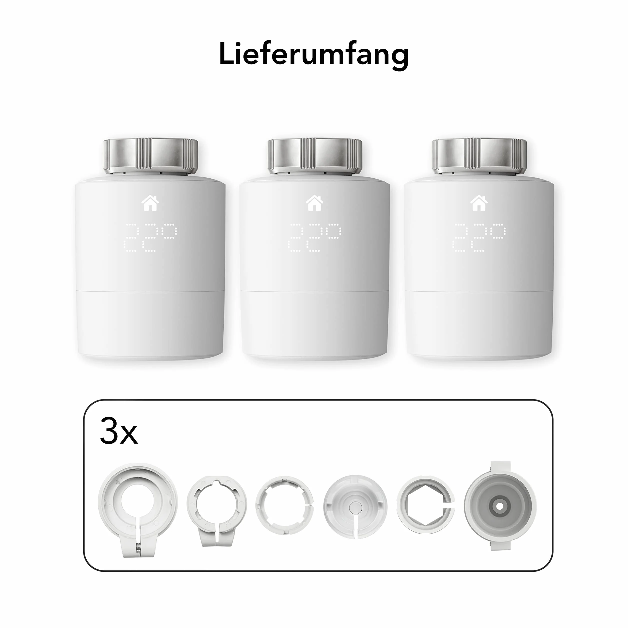 Inteligentny Termostat Grzejnikowy tado°, 3-Pack – dodatki, inteligentne sterowanie wieloma pomieszczeniami, Biały, V3P-3SRT01-AZ-ML-00