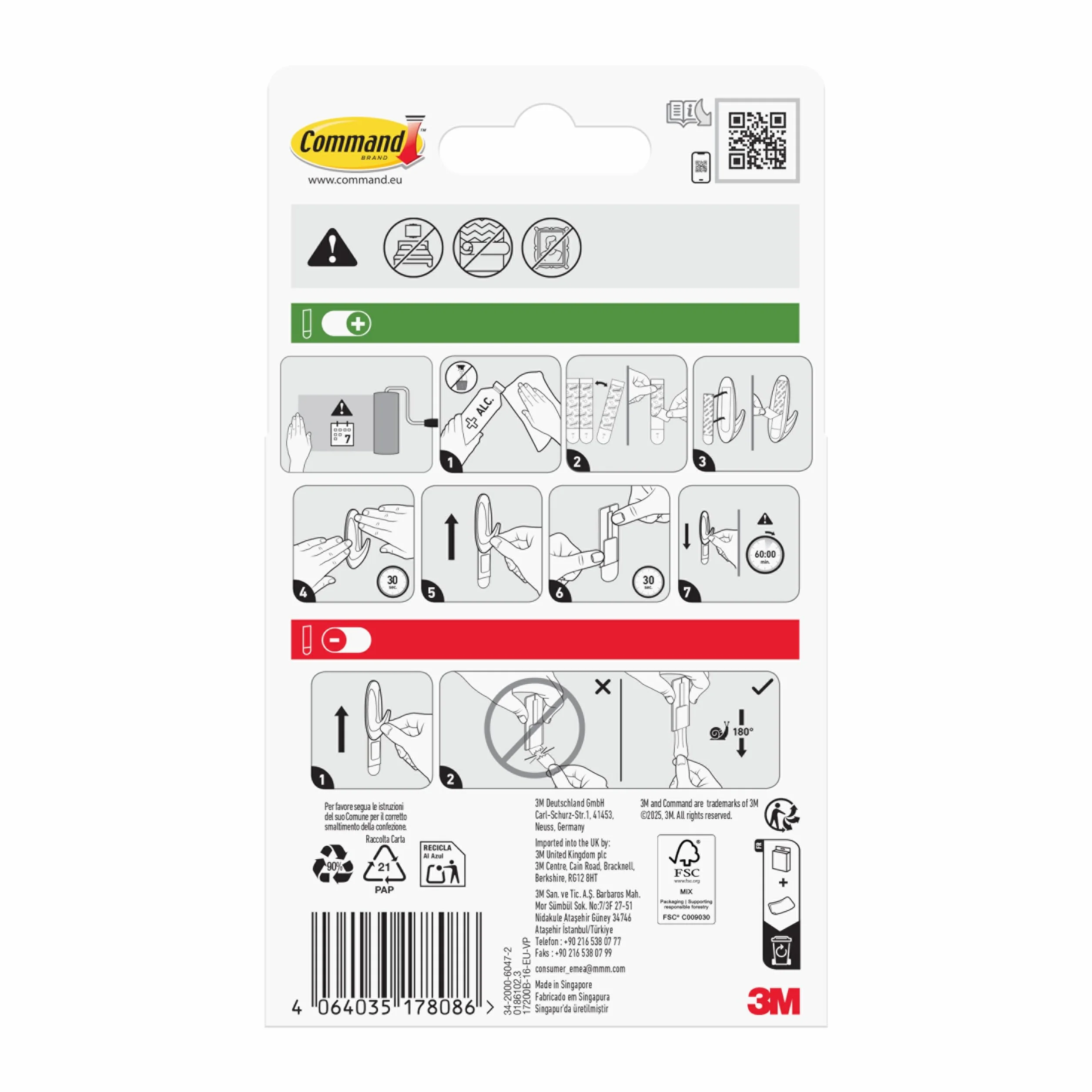 Command 17200B-16-EU-VP usuwalny klej do kąpieli 17200-16-EU-VP, 8 małych + 4 średnie + 4 duże paski, Value Pack, biały, różne