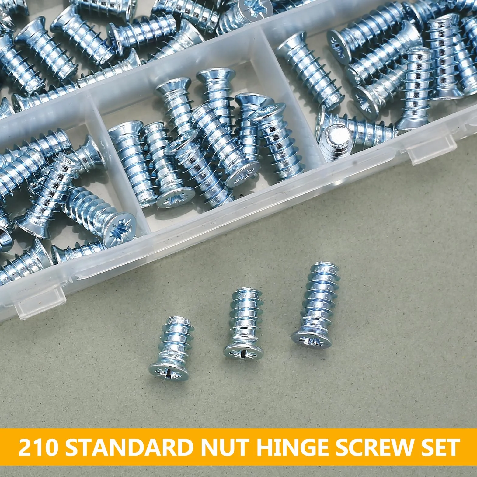 210 sztuk śrub euro, śrub meblowych do zawiasów, z płaskimi łbem stożkowym, do szuflad, szafek, prowadnic szuflad, M6,3 x 11 mm/13 mm/16 mm