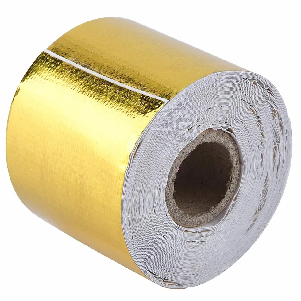 Taśma klejąca, osłona termiczna samochodu Taśma z folii aluminiowej 1 rolka Obróbka powierzchni z folii aluminiowej, wytrzymuje długotrwałe wysokie temperatury (złota) (10 M * 5 cm)