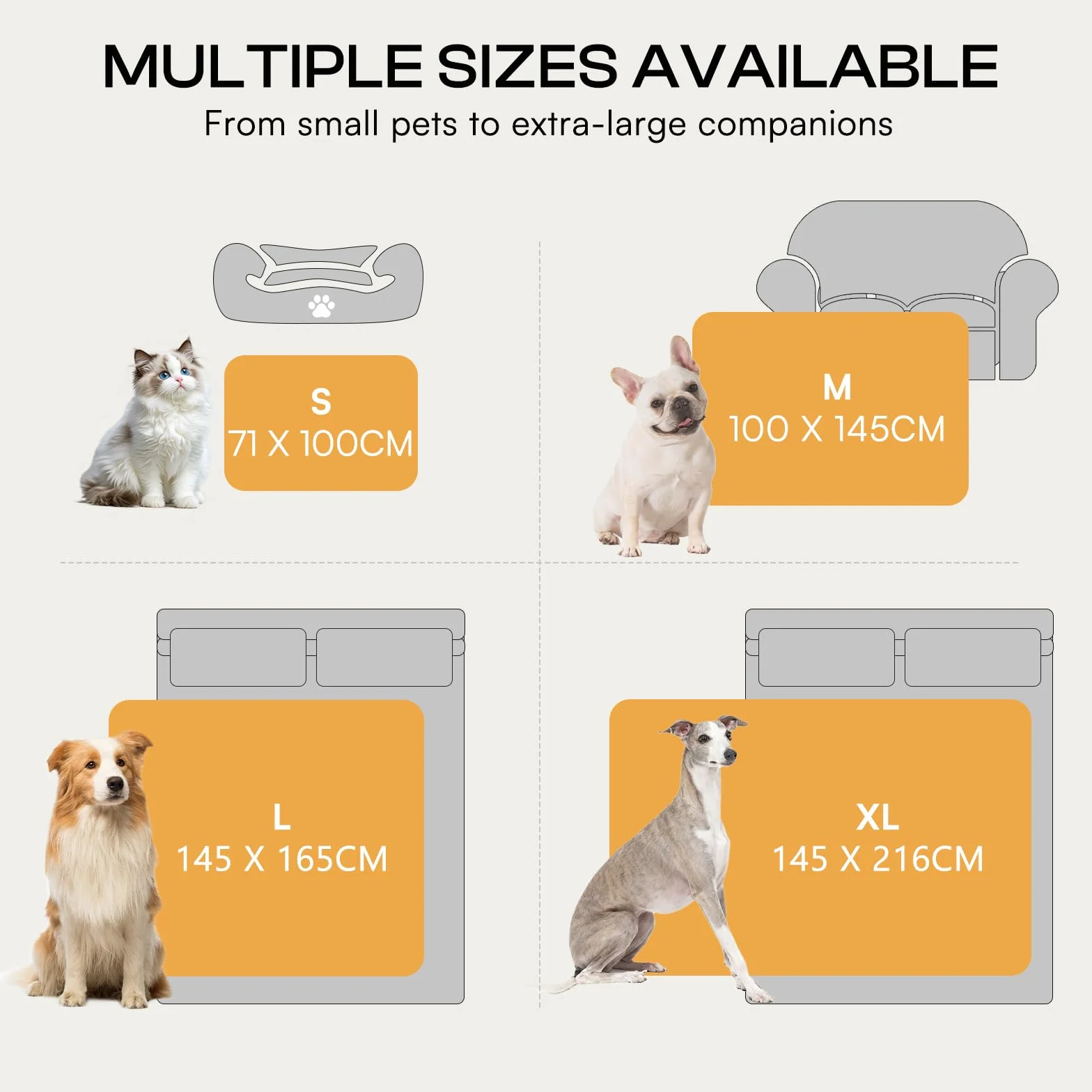 luciphia Wodoszczelny koc dla psa, nadaje się do prania, koc dla kotów, psów, szczeniąt, przytulny, miękki, puszysty polar, koc dla zwierząt domowych, do ochrony łóżka, sofy, kanapy, beżowo-biały, 145