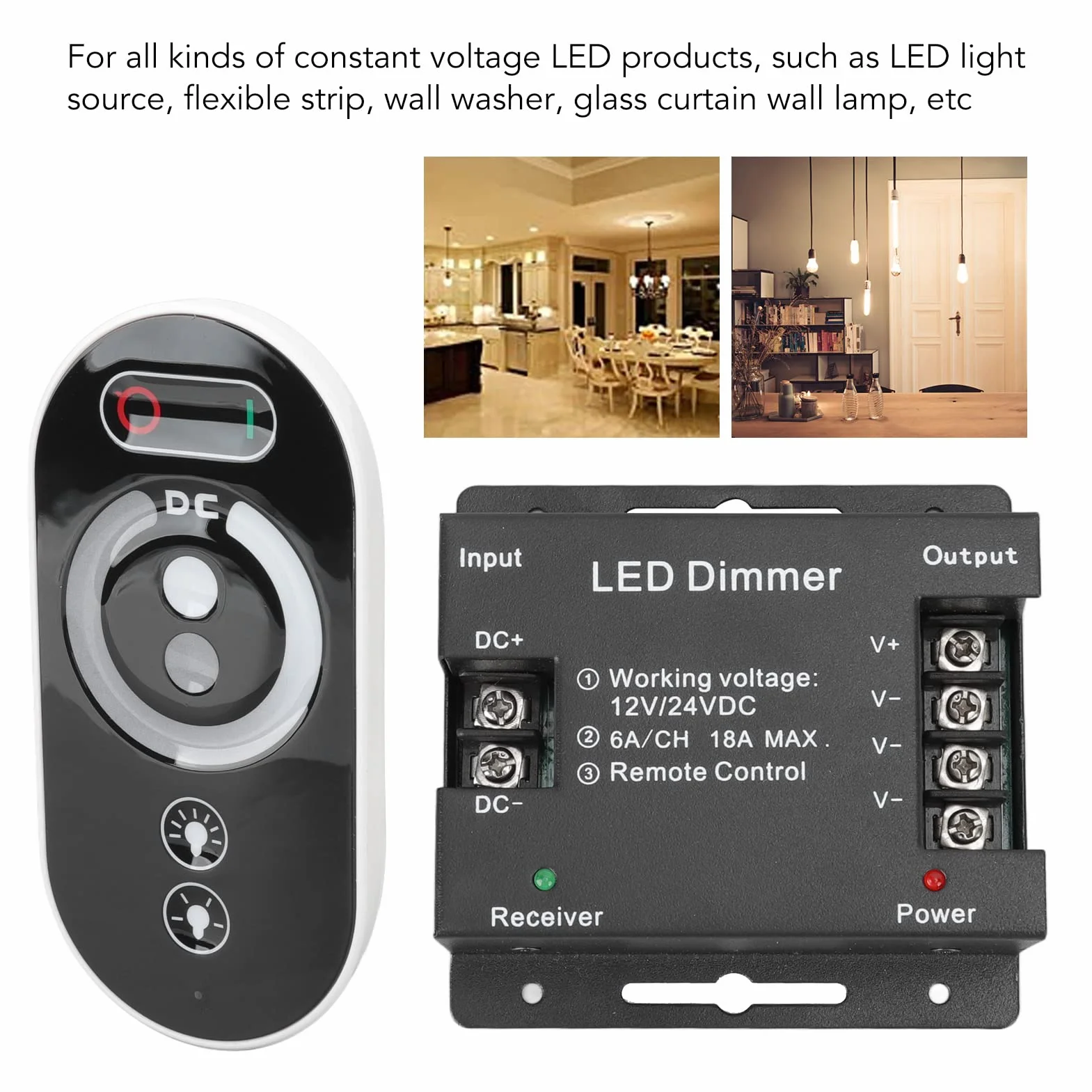DC 12V 24V Bezprzewodowy ściemniacz LED z Pilotem, RF Dotykowy Kontroler światła LED Kontroler ściemniania do Taśmy LED