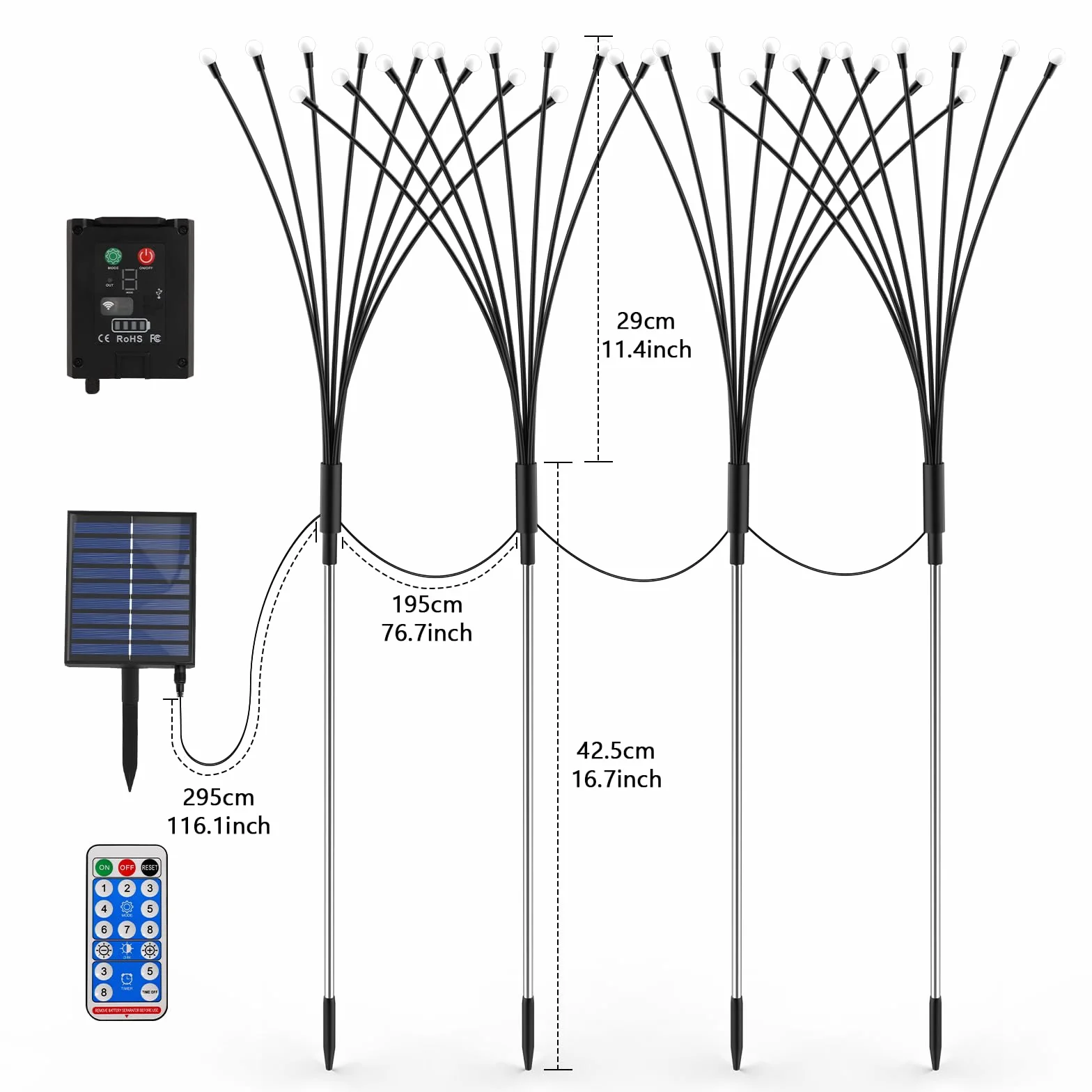 AONESY Lampy solarne do użytku na zewnątrz, do ogrodu, 4 sztuki, 32 diody LED, wodoszczelne, do ogrodu, na taras, podwórko, drzewa, imprezę, festiwal, wesele (ciepła biel)