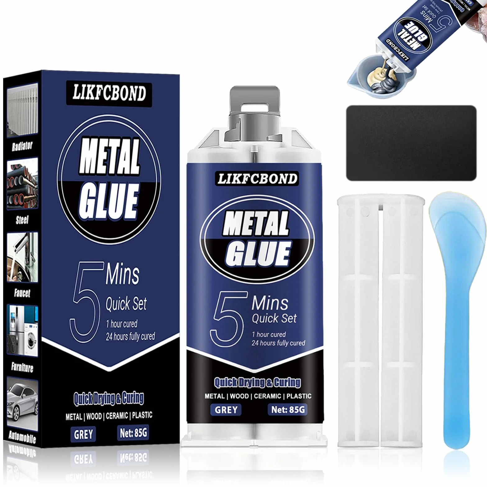 Klej do metalu 85g, płynny klej metalowy, pasta lutownicza na zimno, bardzo mocny, wodoodporny i odporny na temperatury, nadaje się do żelaza, aluminium, miedzi, stopów, stali nierdzewnej