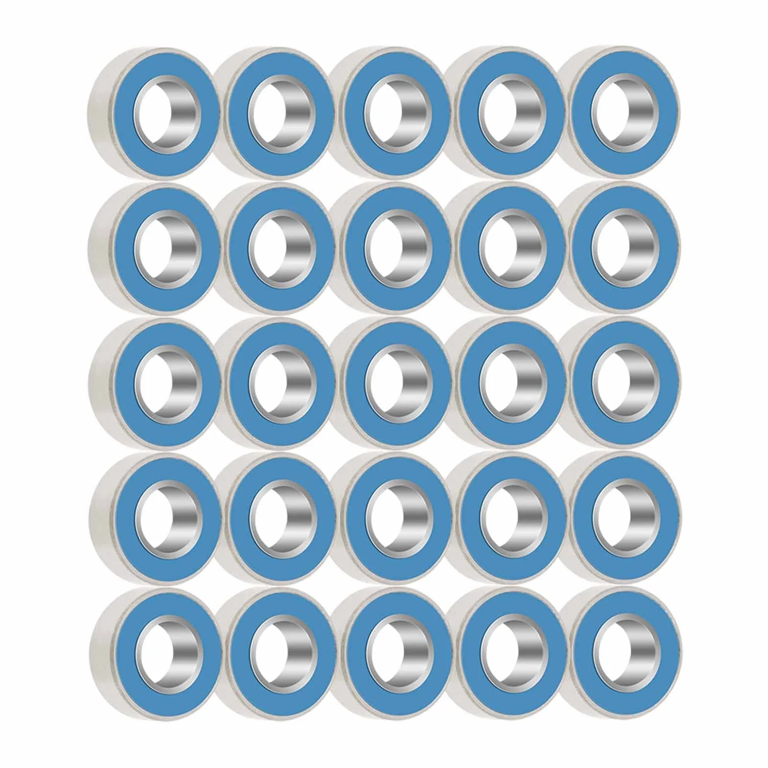 25 sztuk MR115-2RS łożyska kulkowe, 5 x 11 x 4 mm, metalowe łożyska kulkowe, niebieska guma, uszczelnione łożyska kulkowe do silników elektrycznych, deskorolek, sterowców, sterowców, 25 sztuk