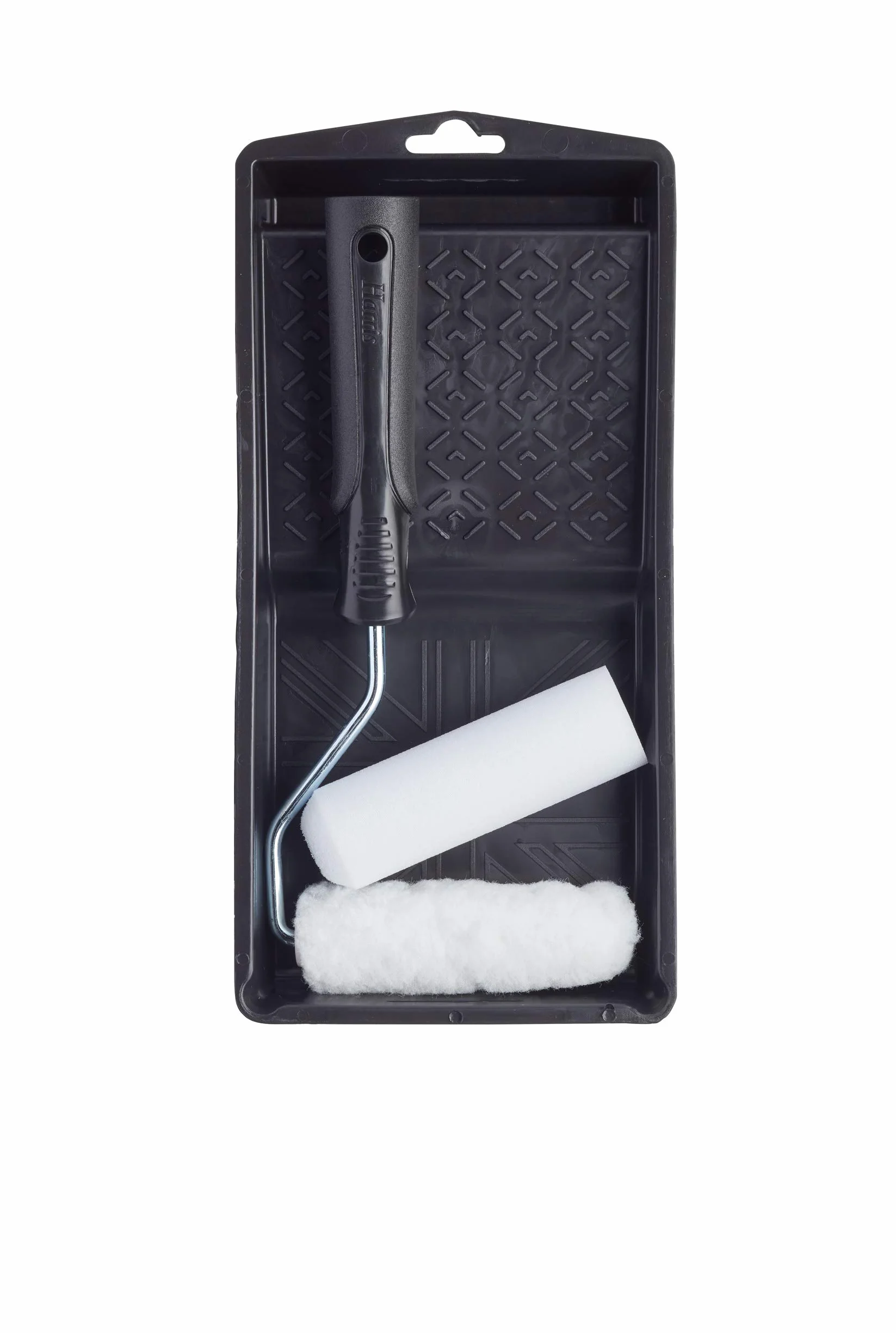 Harris 101092201 niezbędne akcesoria do ścian i sufitów 10 cm mini zestaw, taca, rama, połysk, 1 x 4 wałek emulsyjny