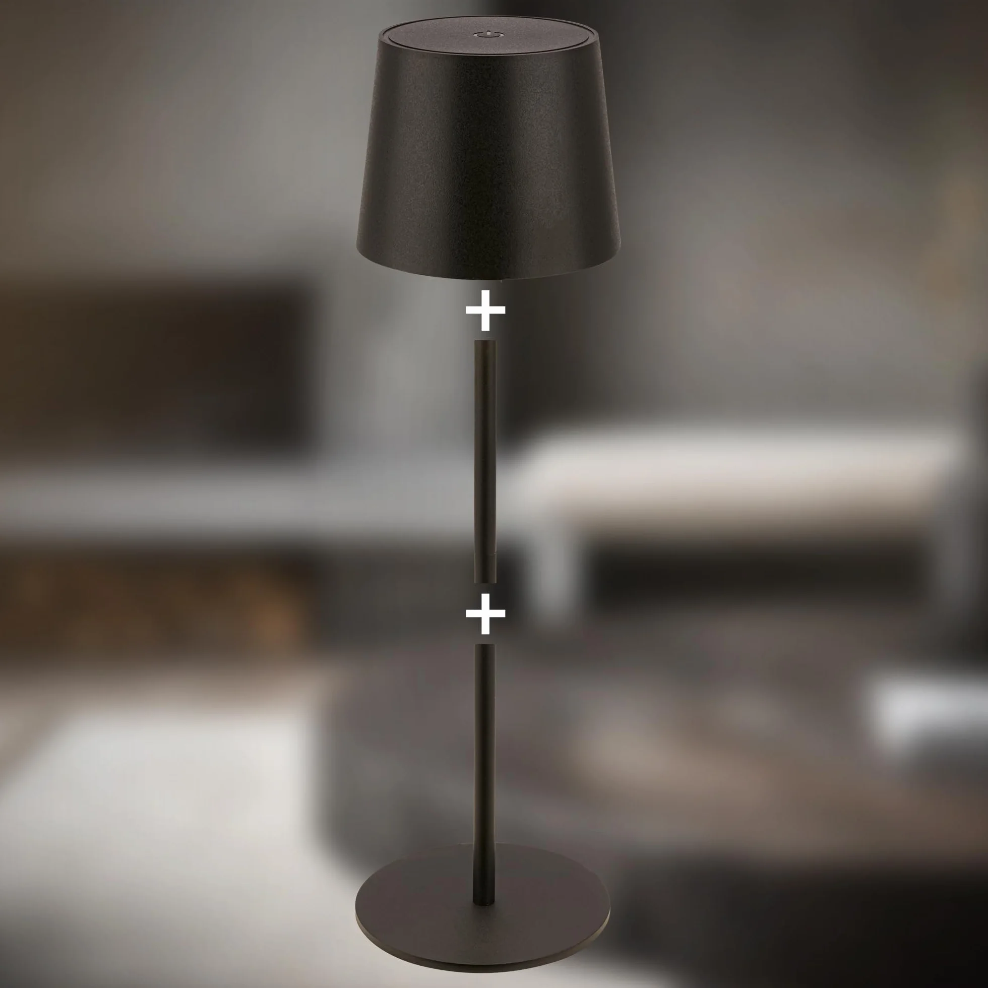BRILONER – Lampa stołowa LED bezprzewodowa IP44 | Dotykowa, ściemniana, akumulatorowa z wymiennym źródłem światła | Lampka nocna, lampa LED, kempingowa | 11x34,5 cm | Czarny