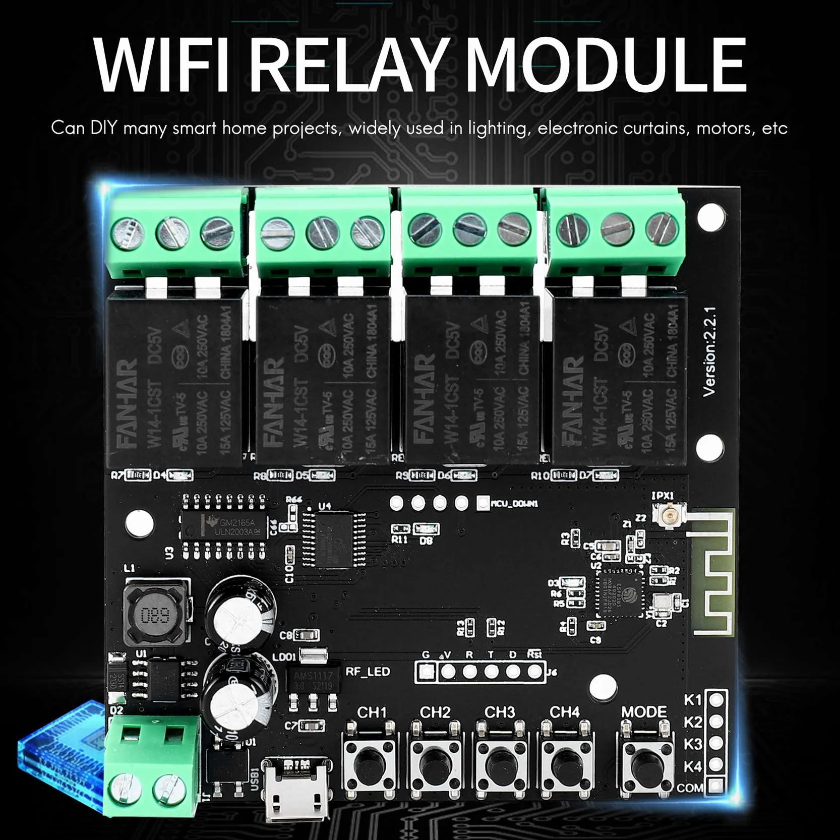 Tuya 4CH WiFi przełącznik bezprzewodowy przekaźnik inteligentny do domu