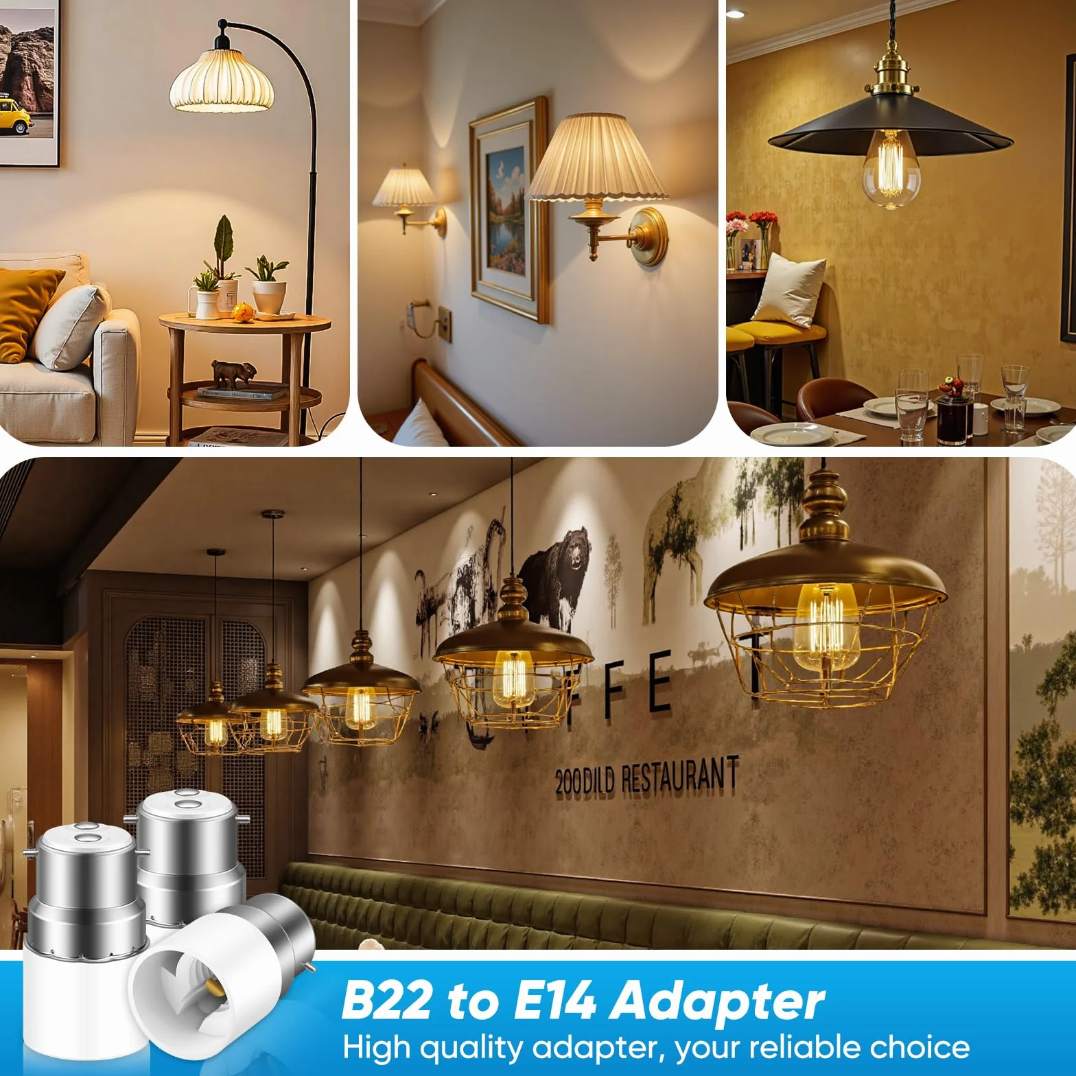 3 x B22 na gwint E14, B22 do E14, odporny na wysokie temperatury, 0~250 V, oprawka bagnetowa do żarówek LED, energooszczędna